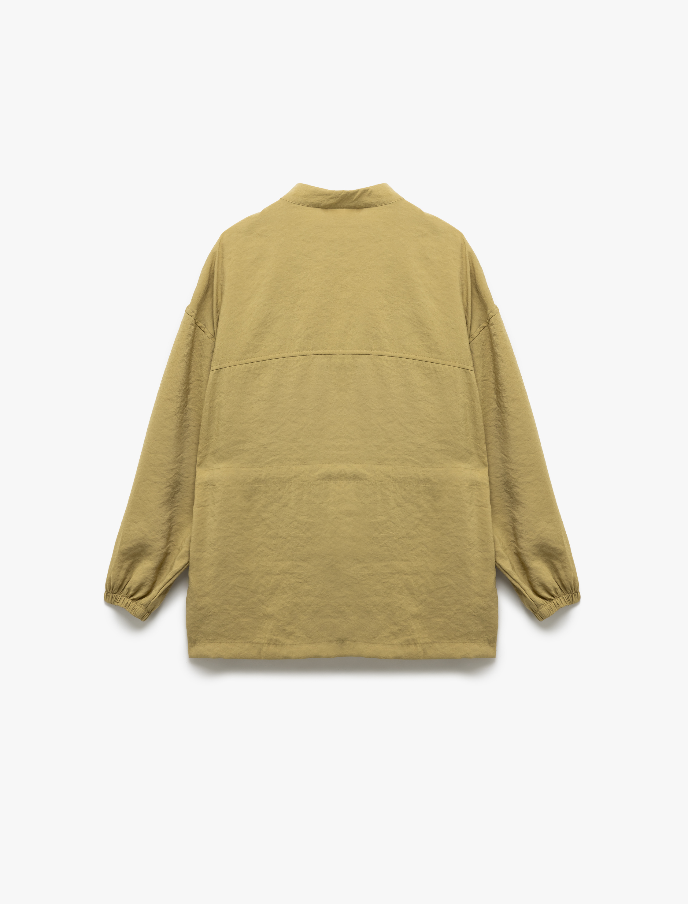   Modal Kumaş Belden Bağlama Detaylı Fermuarlı Cepli Uzun Ceket