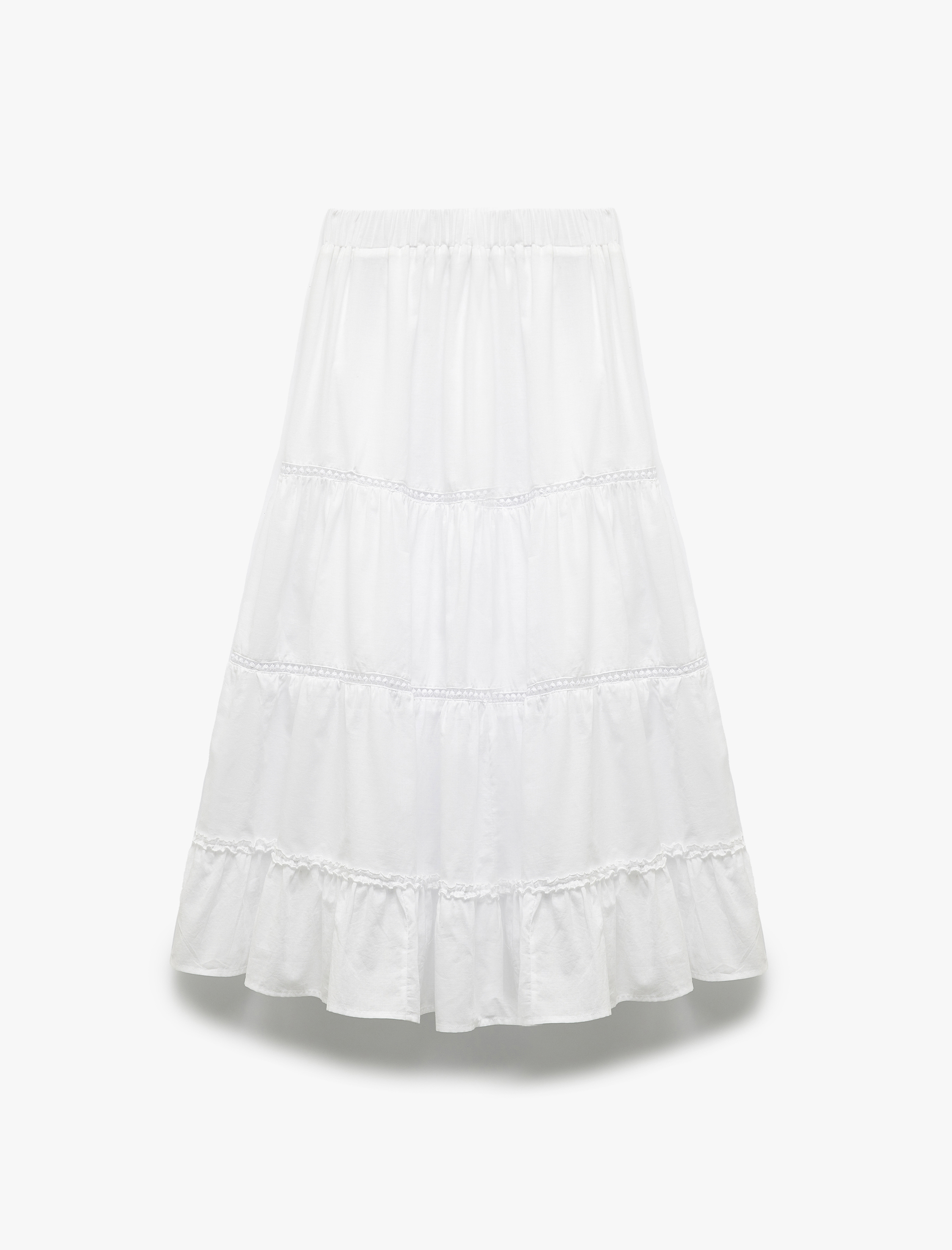   Katlı Rahat Kalıp Beli Lastikli A Kesim Midi Etek