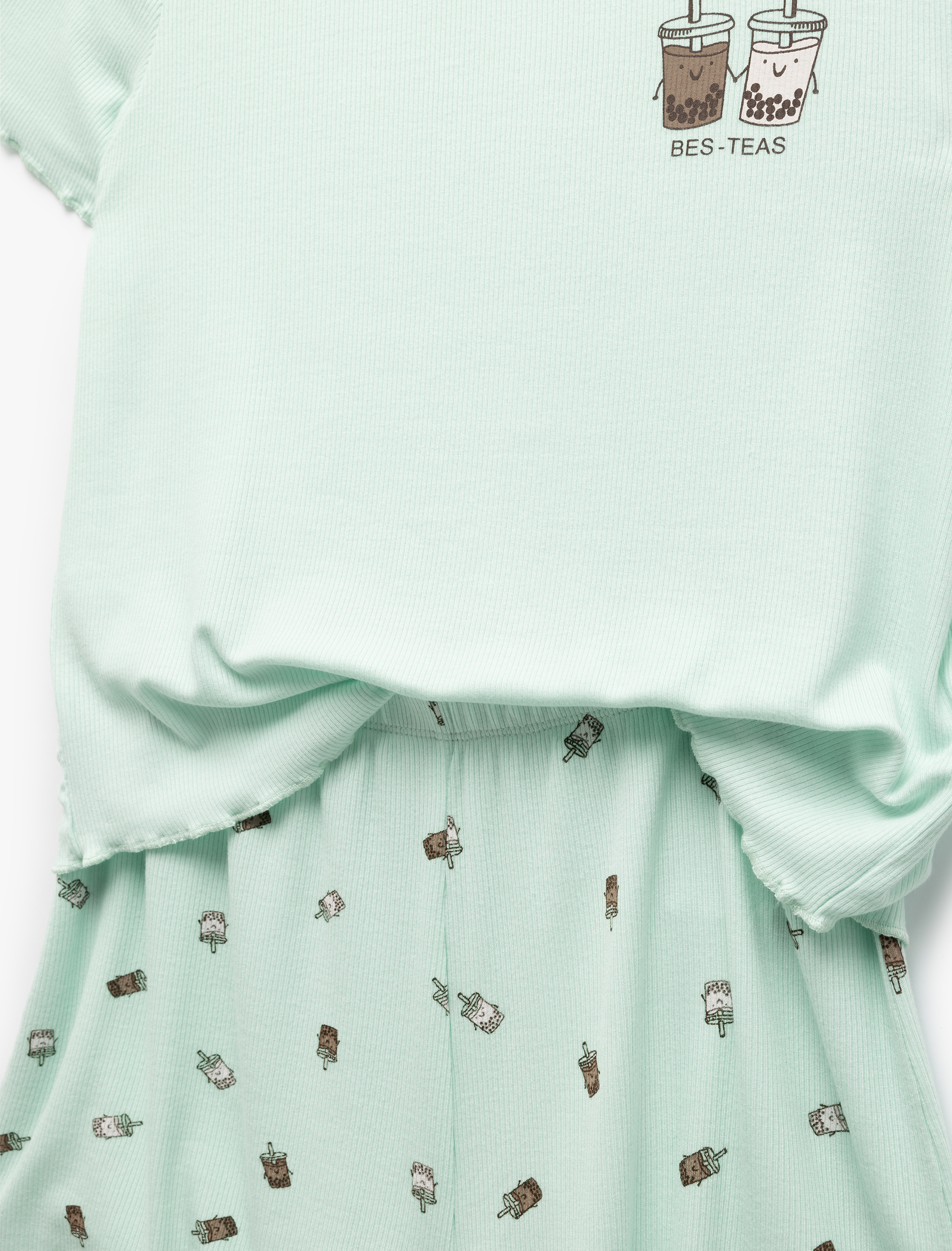   Kaşkorse Viskon Kumaş Kısa Kollu Baskılı Şortlu Pijama Takımı