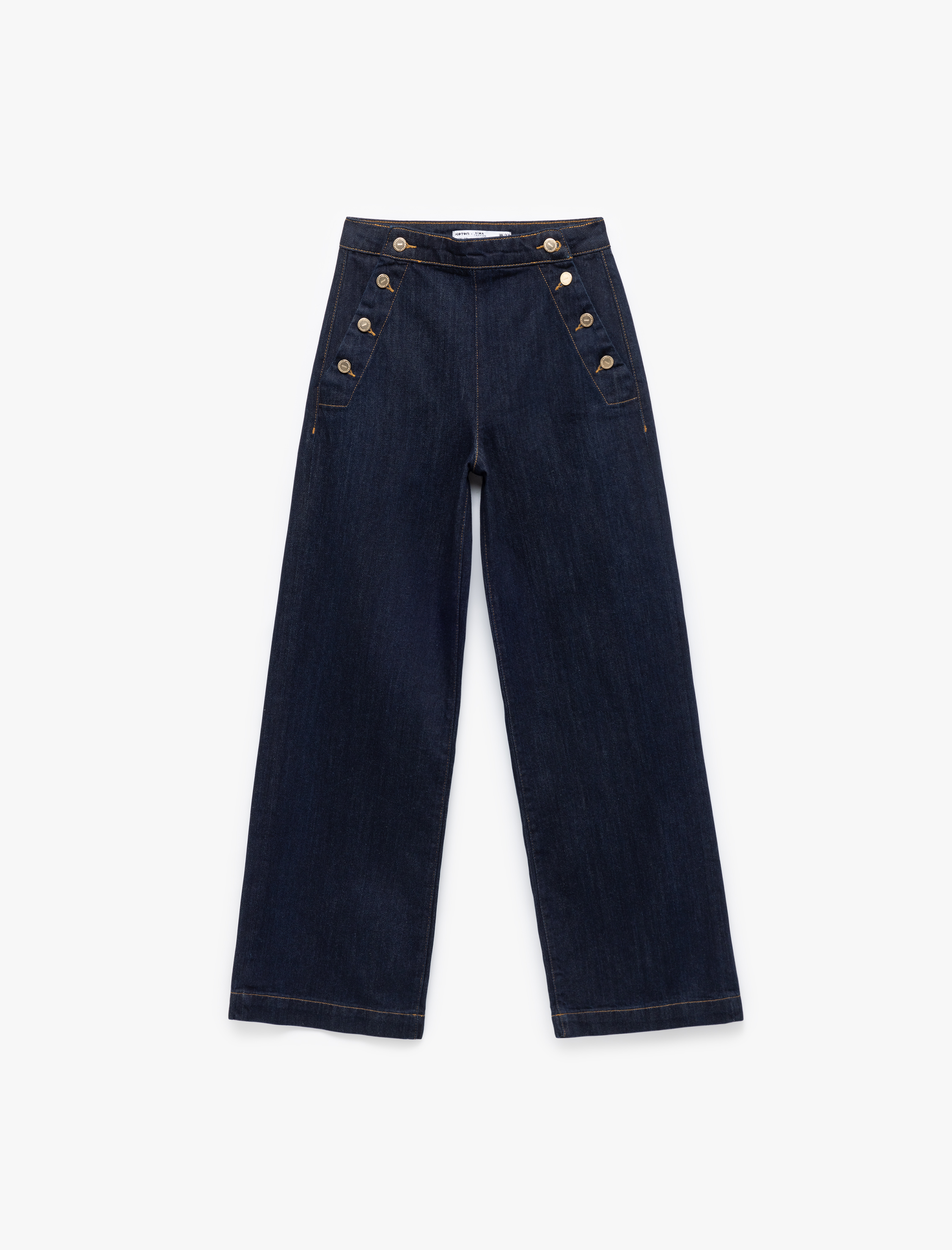   Koton X Sima Tarkan - Düğme Detaylı Standart Bel Geniş Paça Jean Pantolon -  Wide Leg Jeans