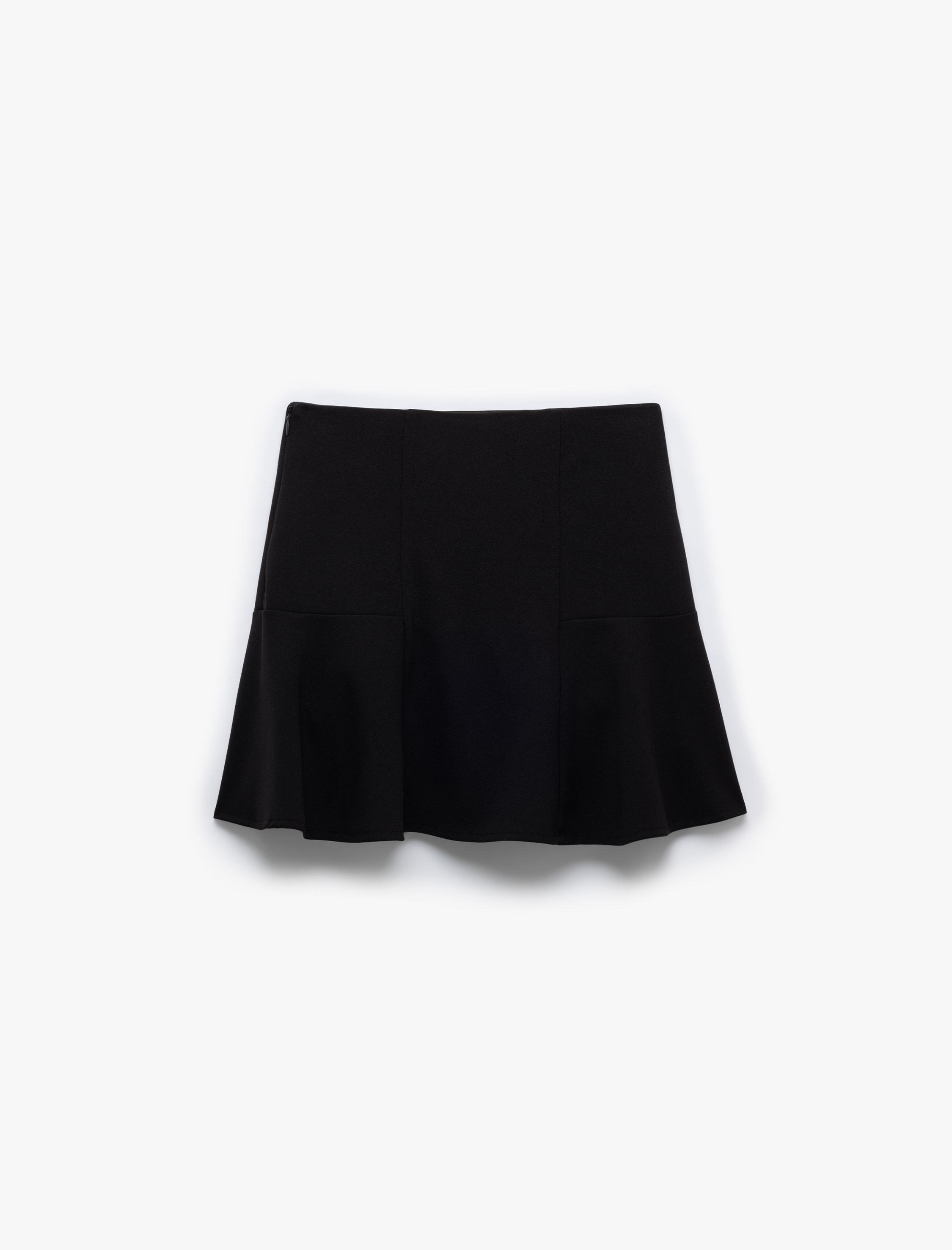   Scuba Kumaş Normal Bel Pileli Mini Etek