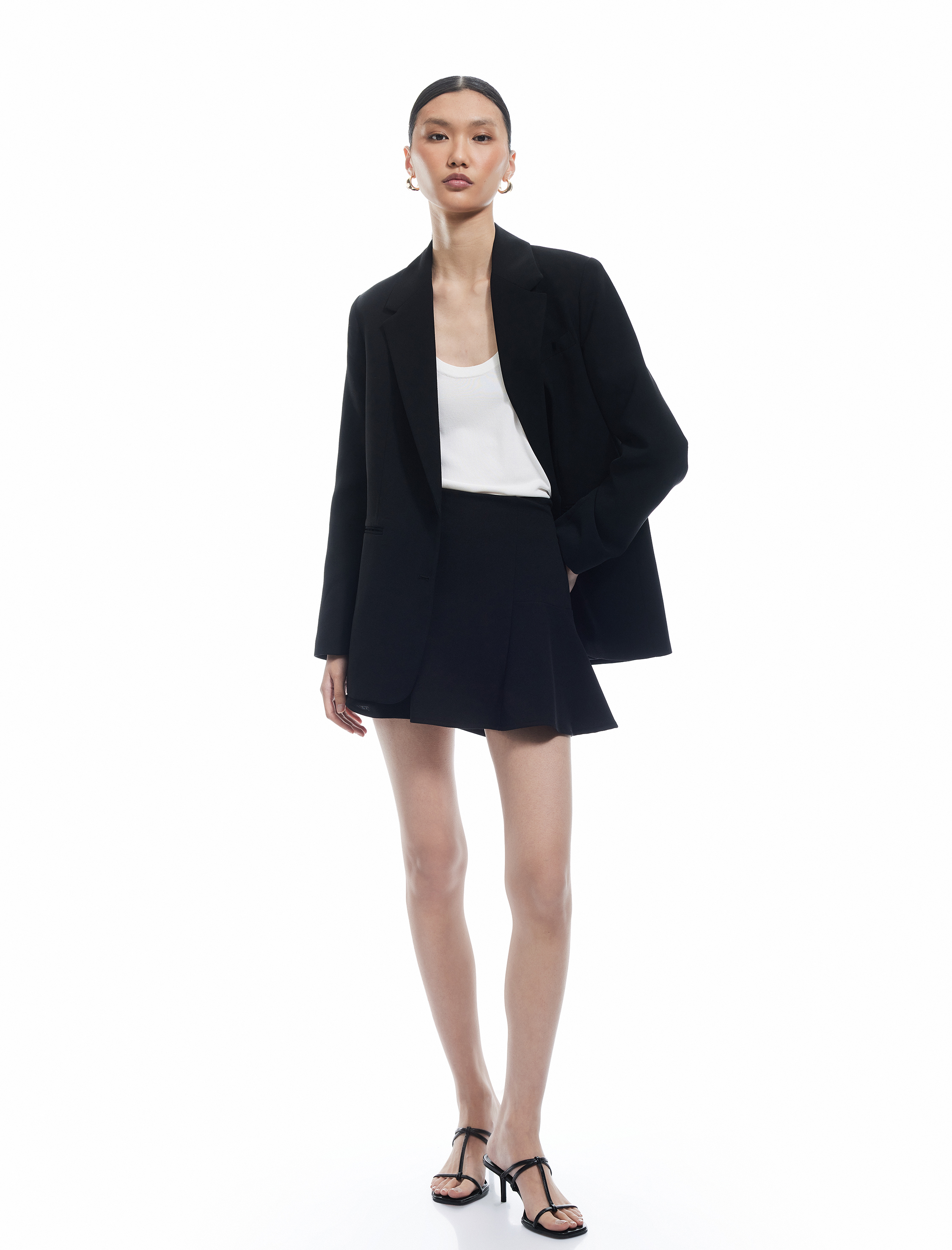   Scuba Kumaş Normal Bel Pileli Mini Etek