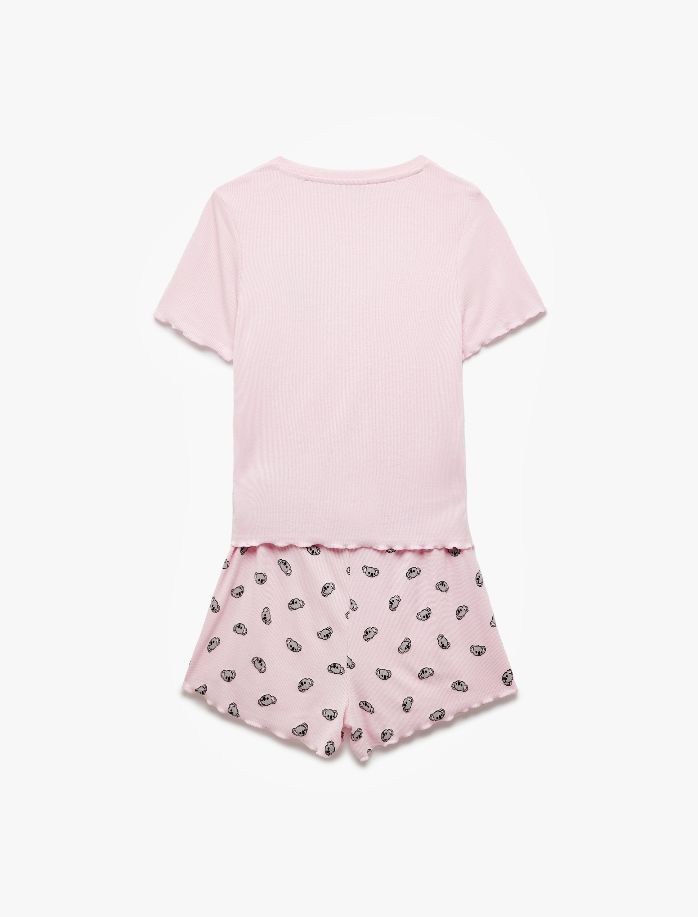   Viskon Bisiklet Yaka Koala Baskılı Şortlu Pijama Takımı