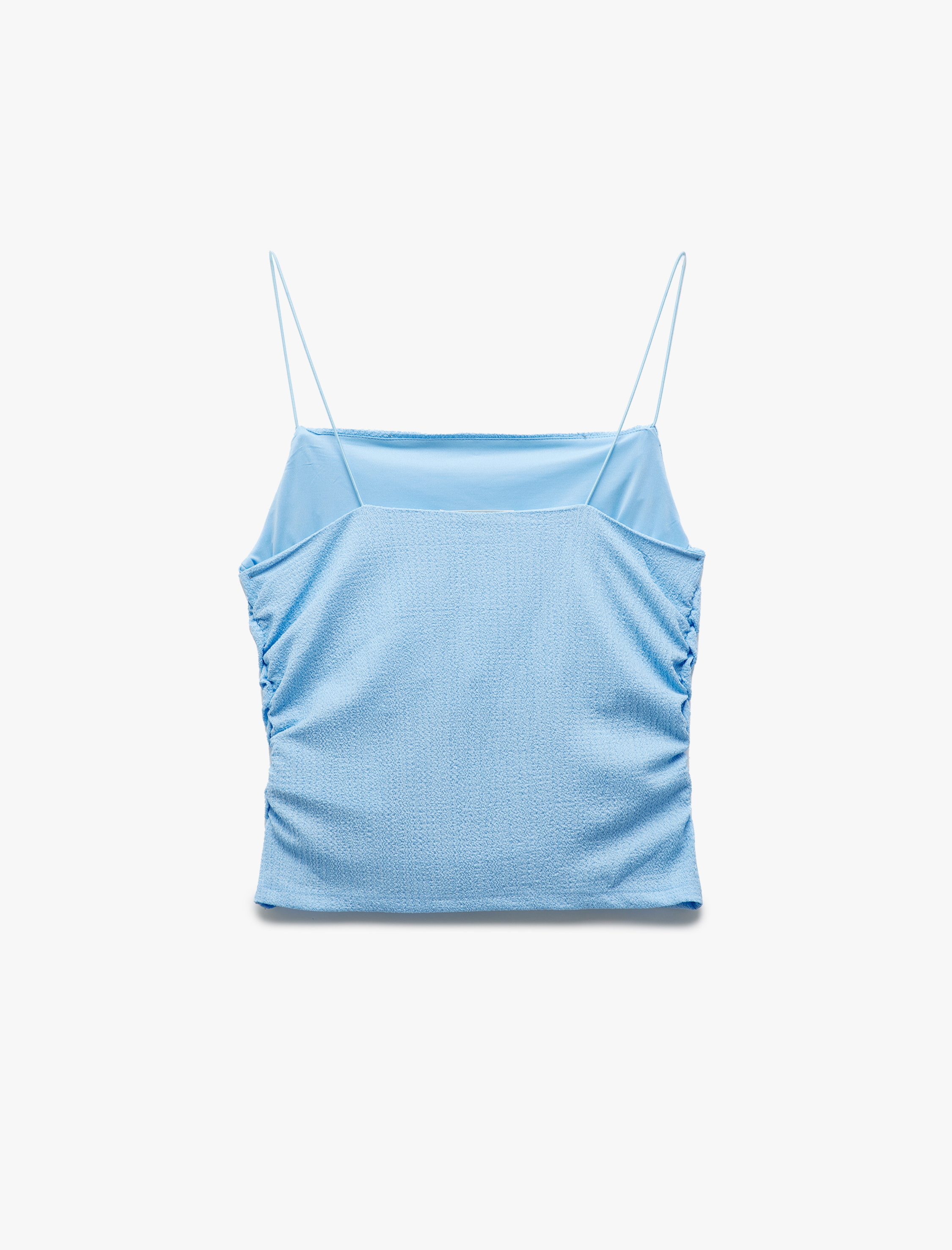   Bürümcük Dokulu Büzgülü İp Askılı Bluz