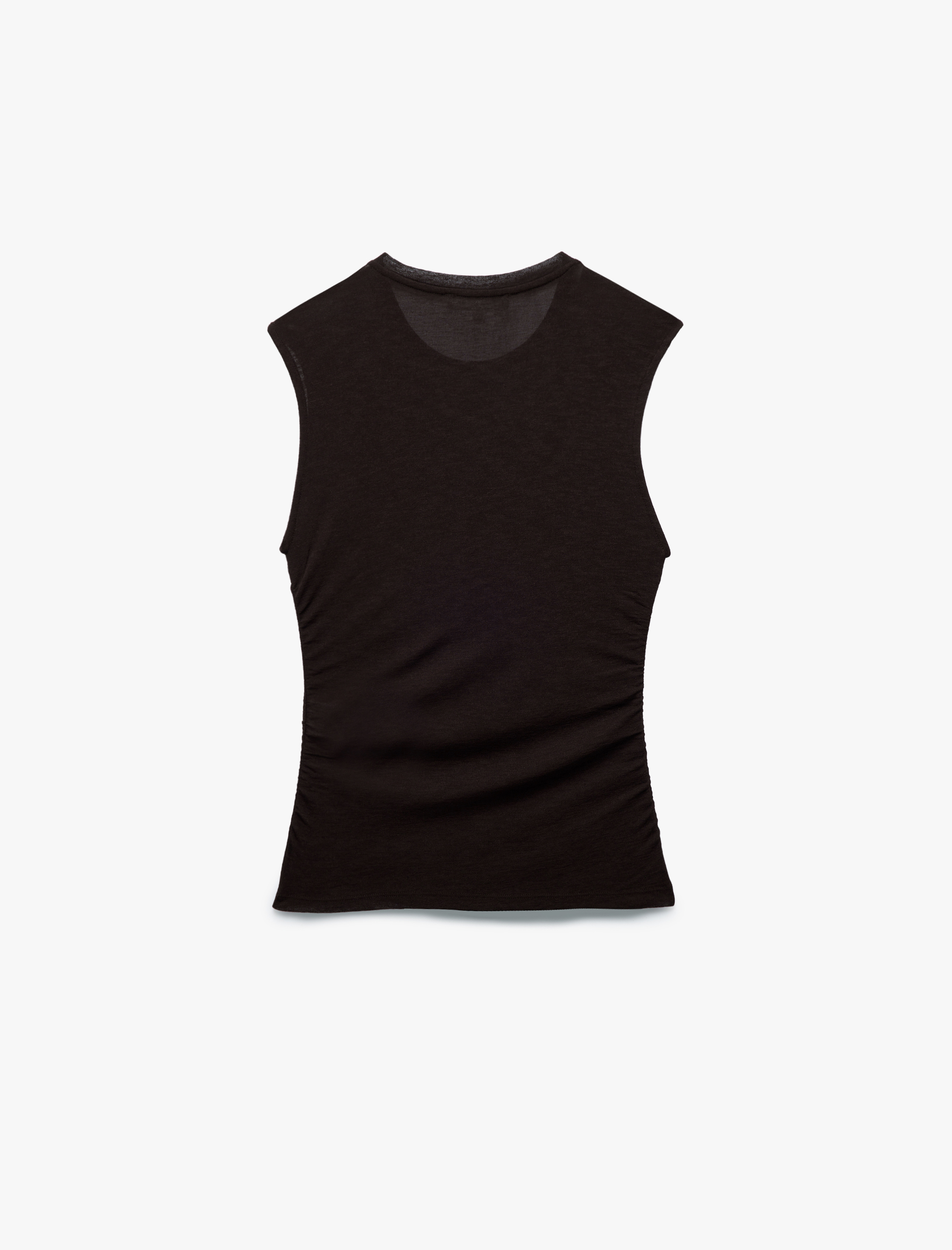   Slim Fit Drapeli Bisiklet Yaka Kolsuz Bluz