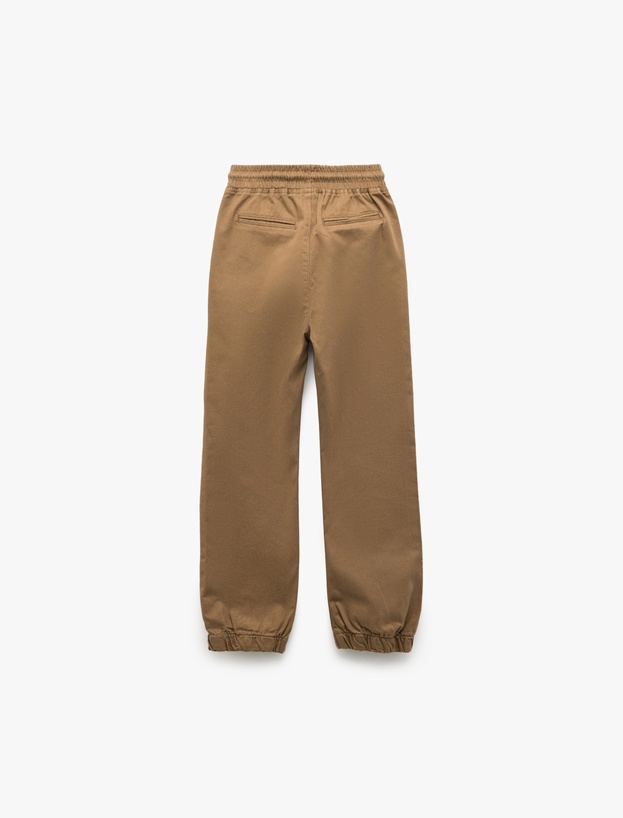 Beli Bağcıklı Cep Detaylı Pamuklu Gabardin Jogger Pantolon_1