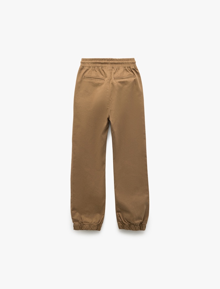 Erkek Çocuk Beli Bağcıklı Cep Detaylı Pamuklu Gabardin Jogger Pantolon