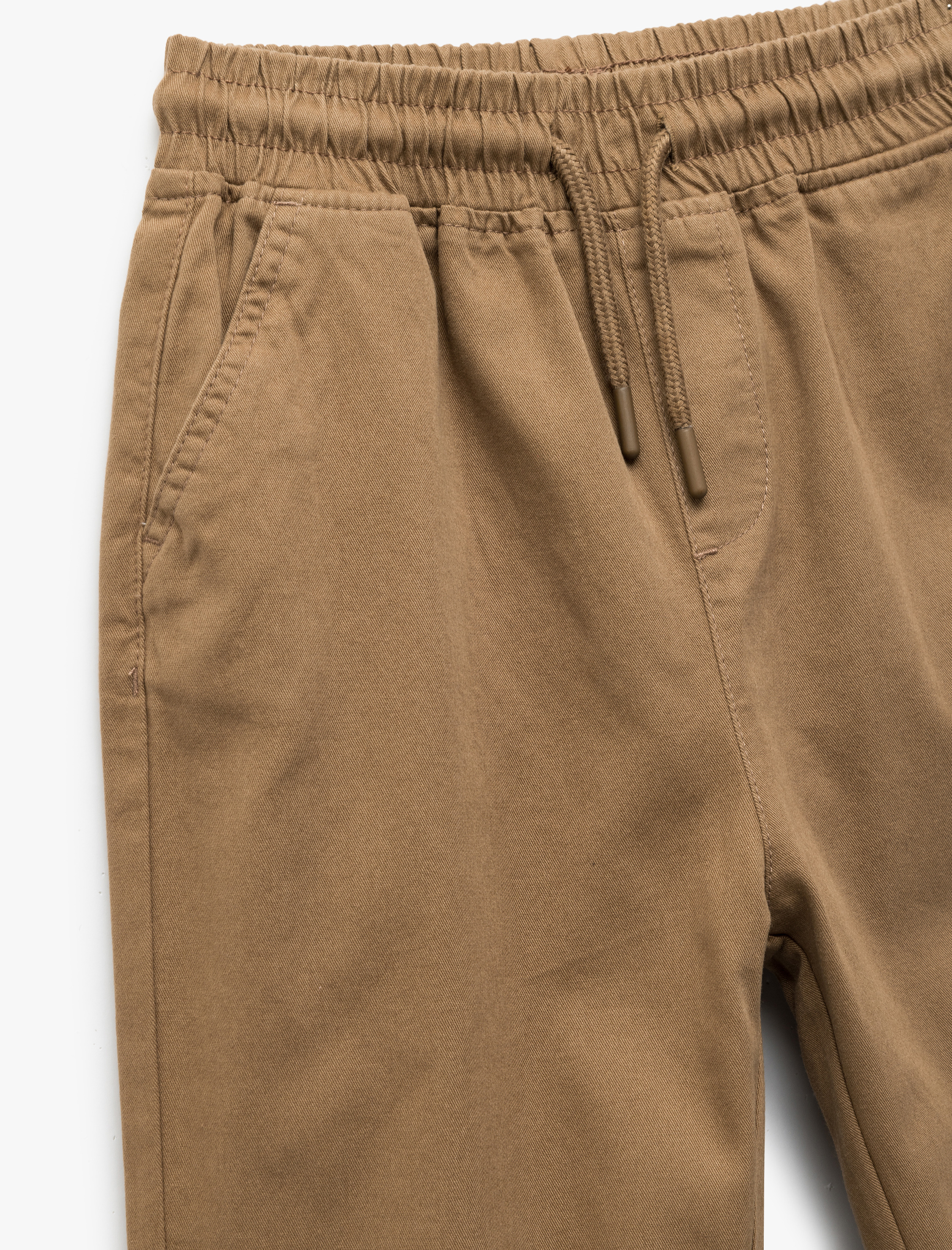  Erkek Çocuk Beli Bağcıklı Cep Detaylı Pamuklu Gabardin Jogger Pantolon