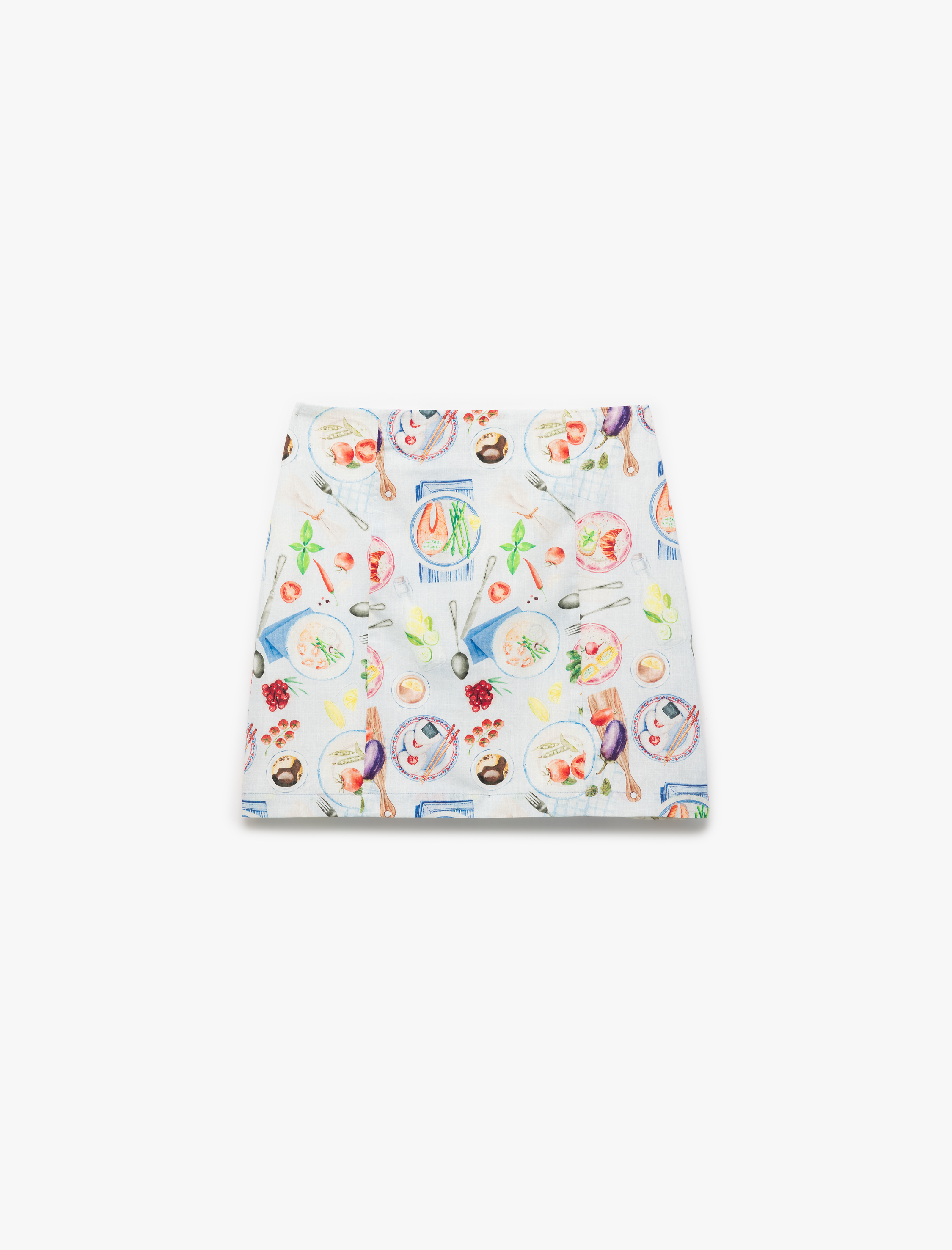   Pamuklu A Kesim Desenli Mini Etek