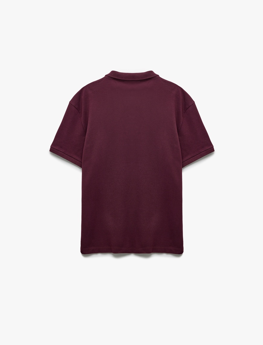   Kısa Kollu Pamuklu Pike Kumaş Polo Yaka Slim Fit Tişört