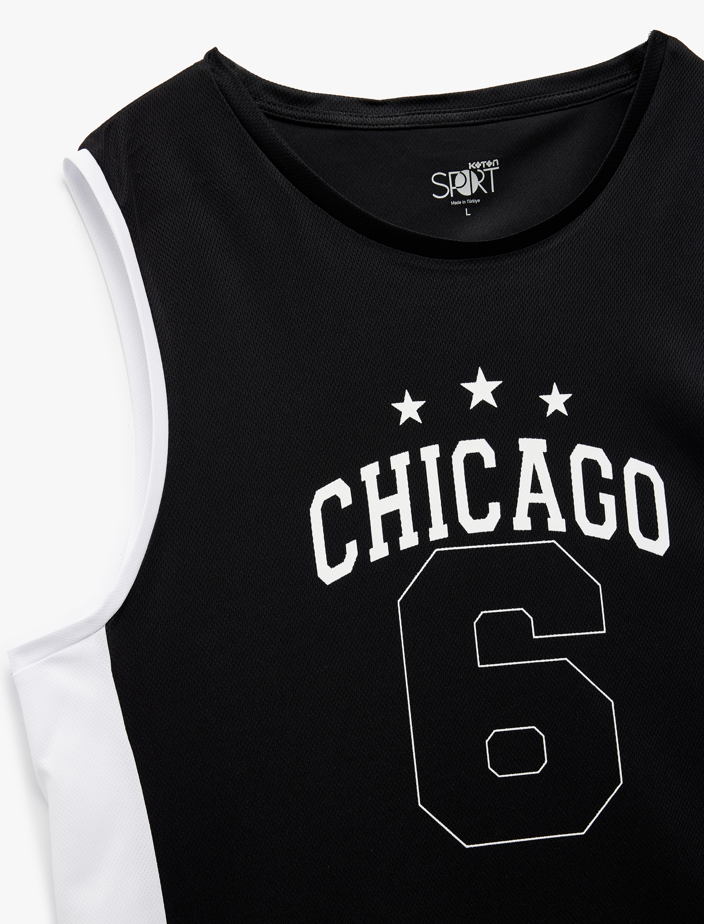   Baskılı Renk Kontrastlı Bisiklet Yaka Oversize Kolsuz Spor Basketbol Tişörtü