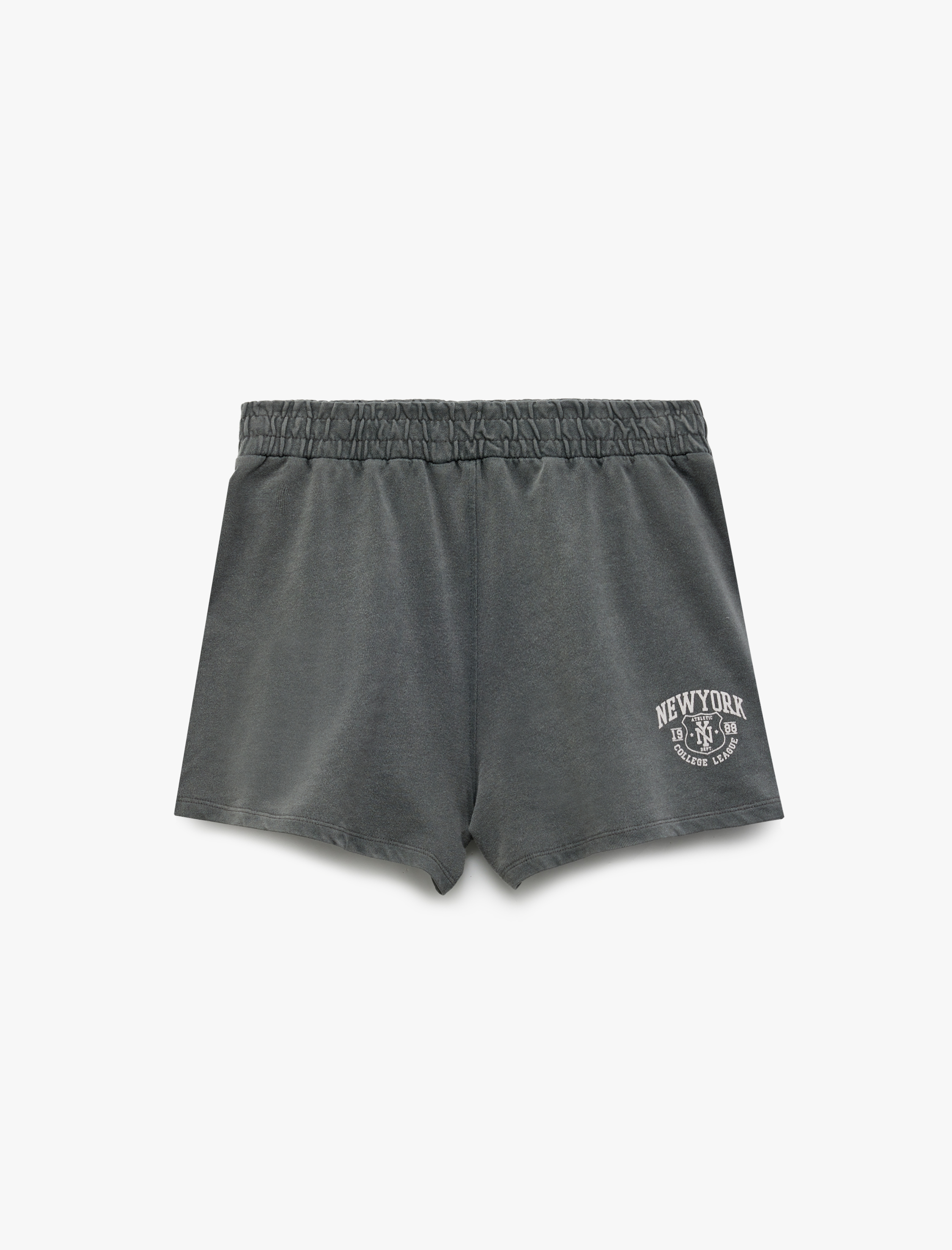   Pamuklu Baskılı Dar Kesim Mini Beli Lastikli Şort