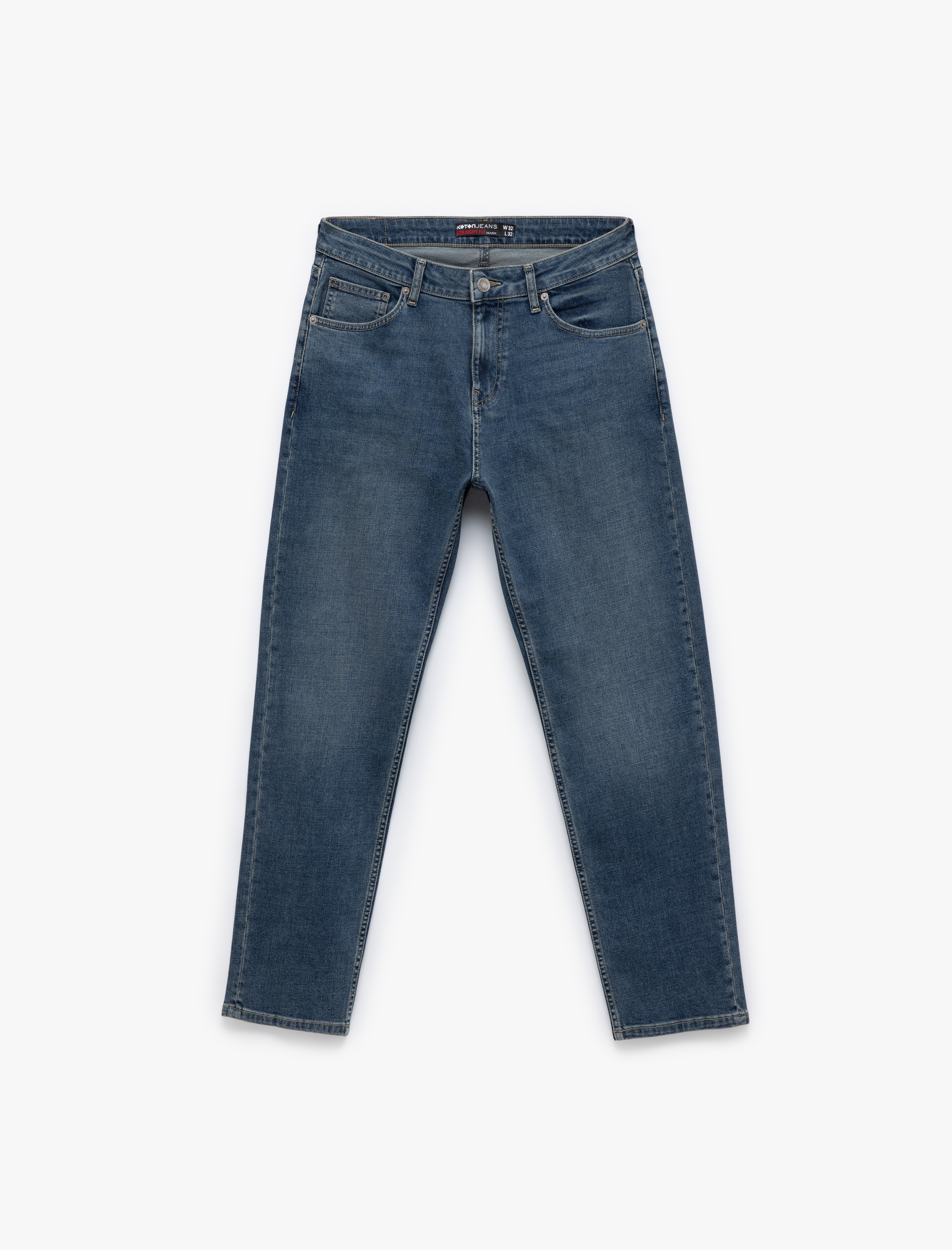   Normal Bel Düğmeli Vintage Straight Fit Jean Pantolon