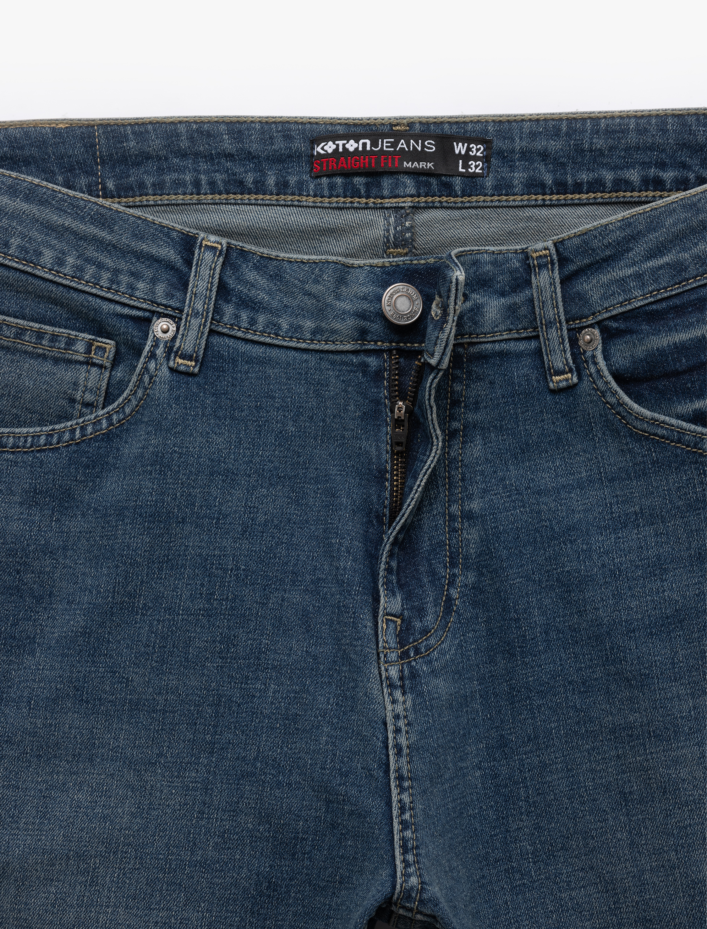   Normal Bel Düğmeli Vintage Straight Fit Jean Pantolon