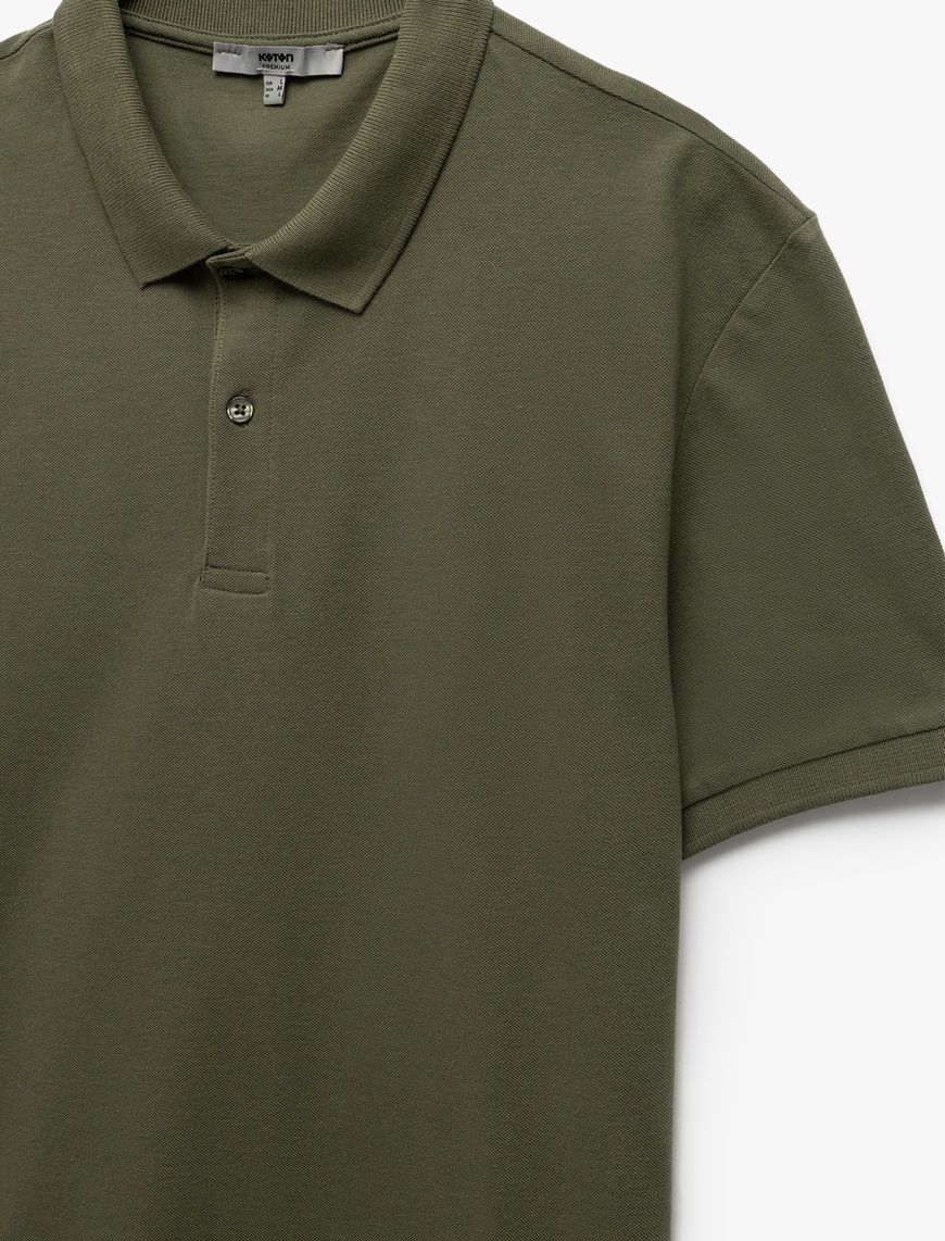   Kısa Kollu Pamuklu Pike Kumaş Polo Yaka Slim Fit Tişört