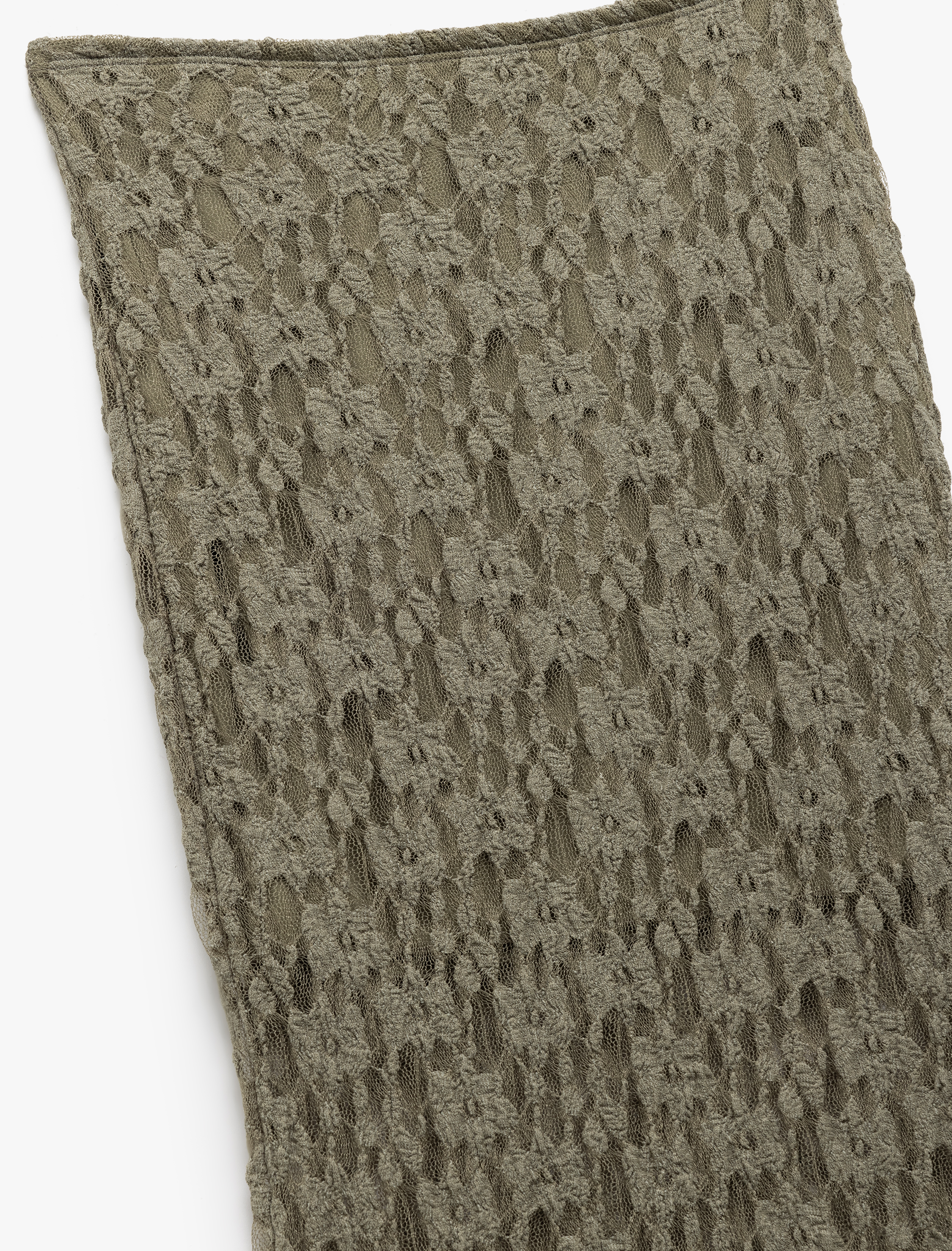   Yüksek Bel Dar Kesim Midi Dantelli Kalem Etek