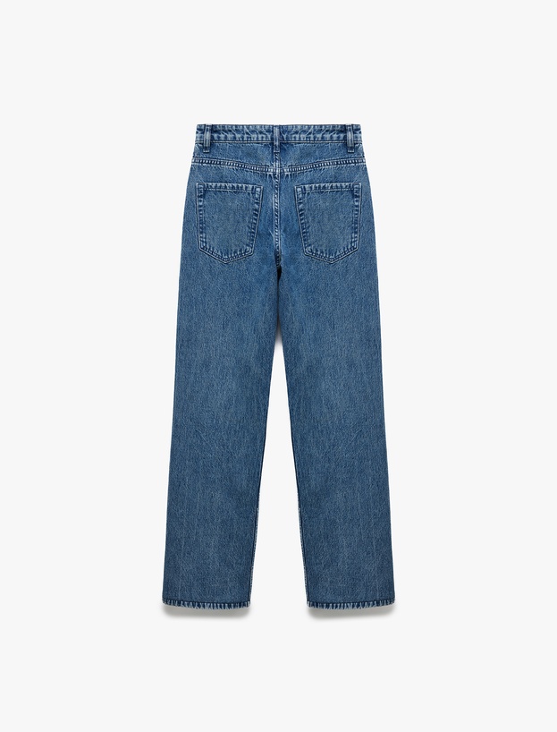 Koton X  Sima Tarkan - Pamuklu Düz Uzun Paça Normal Bel Jean Pantolon - Straight Fit Jean_4