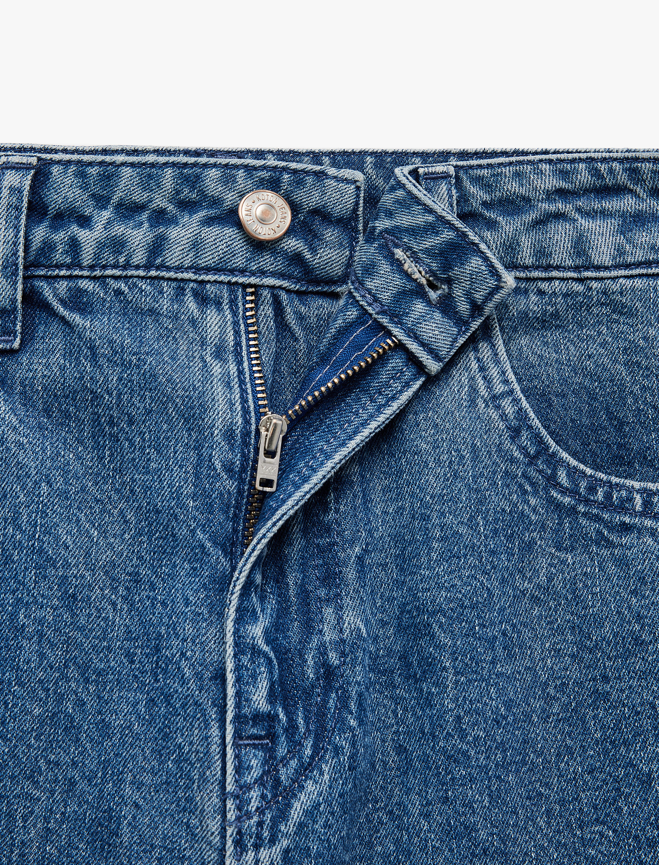   Koton X  Sima Tarkan - Pamuklu Düz Uzun Paça Normal Bel Jean Pantolon - Straight Fit Jean