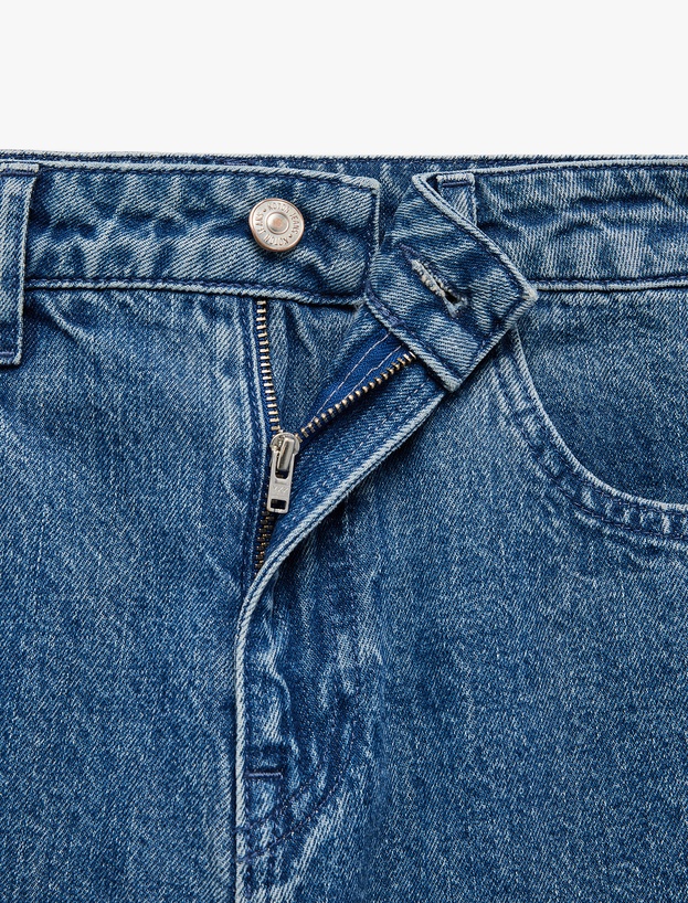 Koton X  Sima Tarkan - Pamuklu Düz Uzun Paça Normal Bel Jean Pantolon - Straight Fit Jean_5
