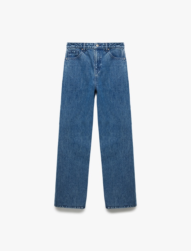 Koton X  Sima Tarkan - Pamuklu Düz Uzun Paça Normal Bel Jean Pantolon - Straight Fit Jean_3