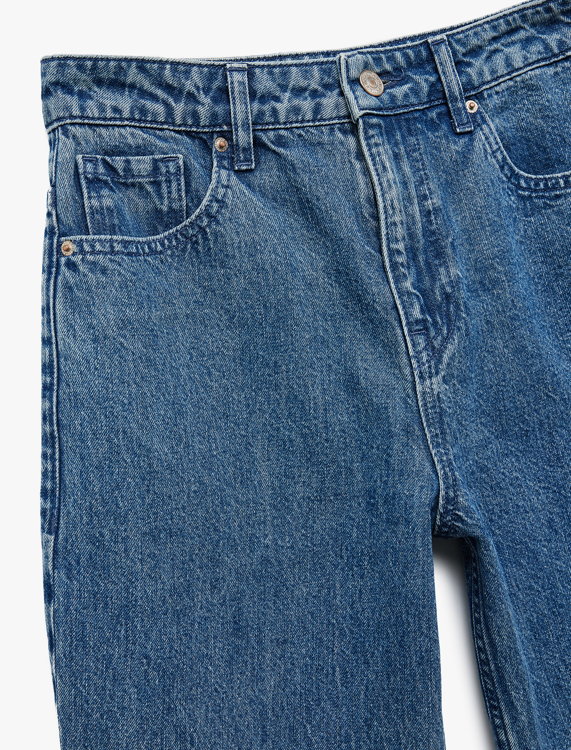   Koton X  Sima Tarkan - Pamuklu Düz Uzun Paça Normal Bel Jean Pantolon - Straight Fit Jean