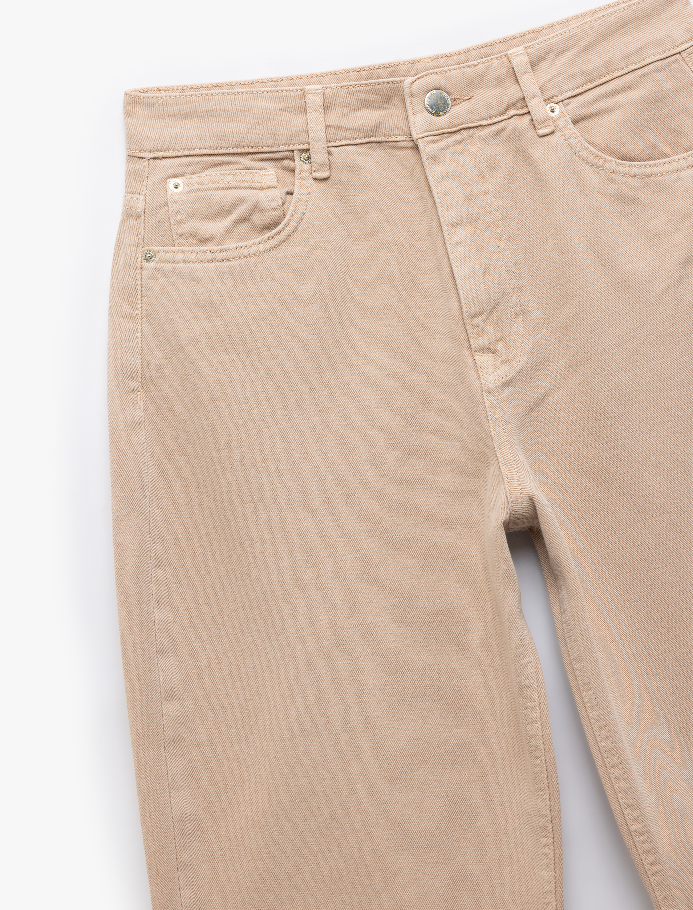   Rahat Kesim Normal Bel Düğmeli Pamuklu Barrel Jean Pantolon