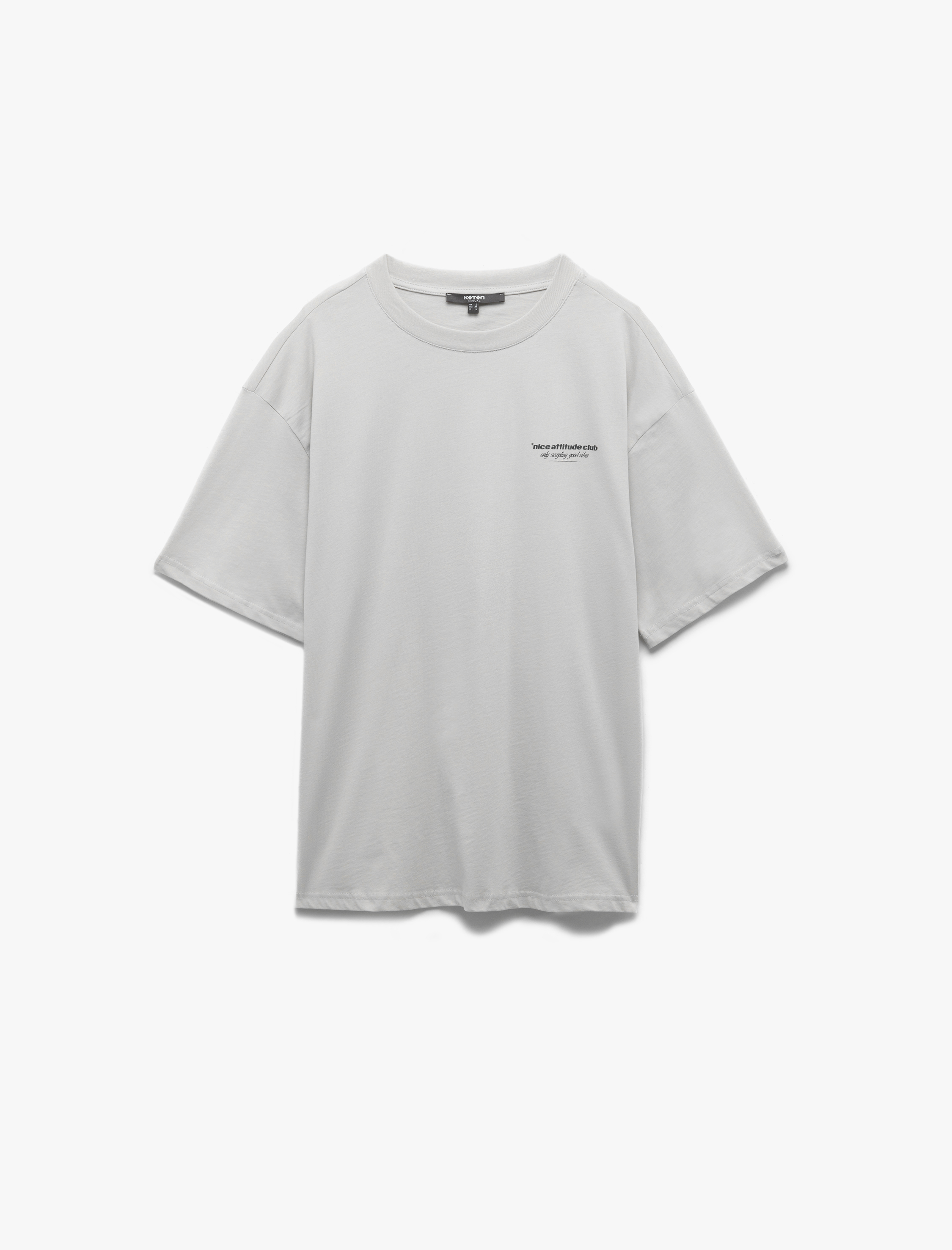   Arkası Baskılı Pamuklu Kısa Kollu Bisiklet Yaka Oversize Tişört