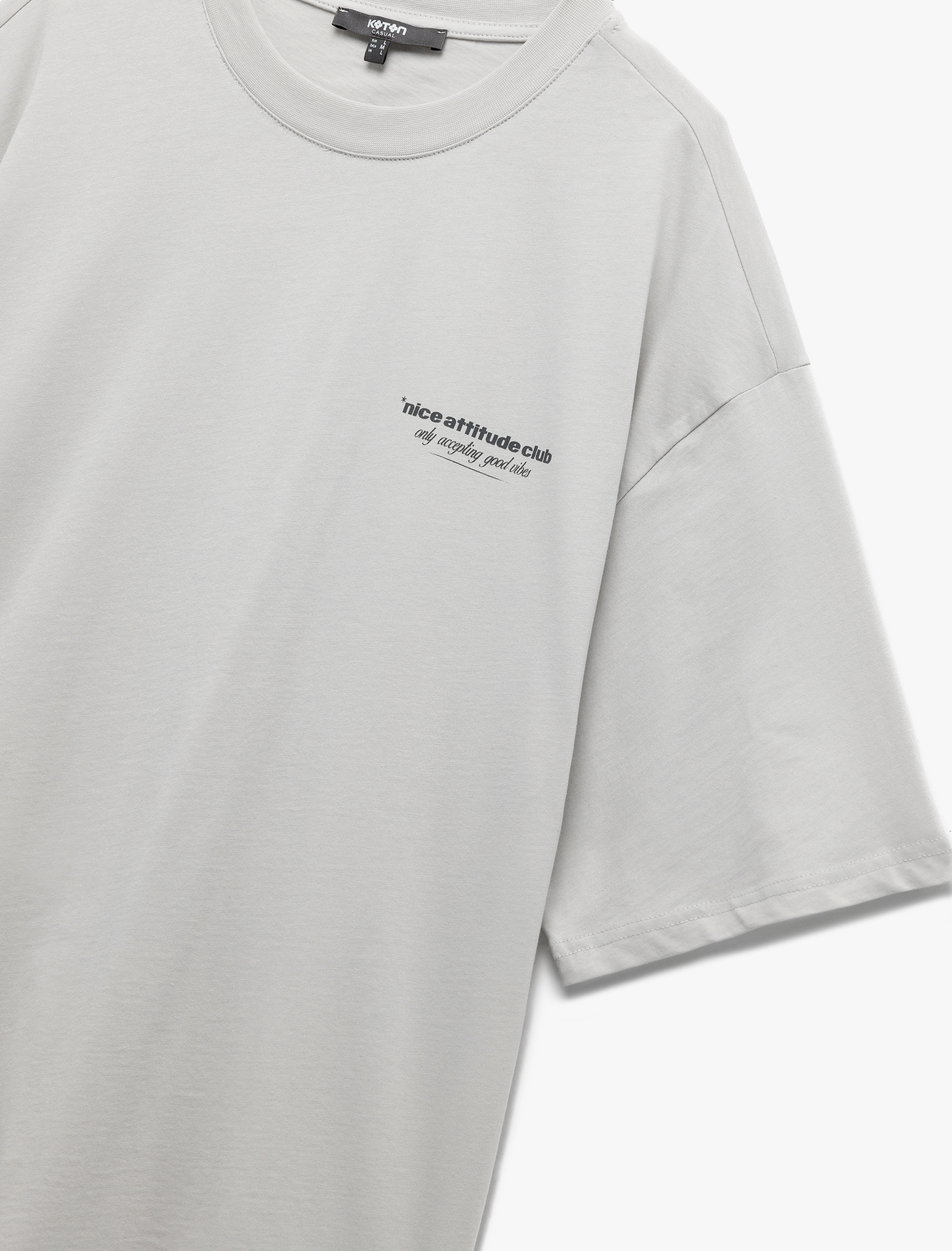   Arkası Baskılı Pamuklu Kısa Kollu Bisiklet Yaka Oversize Tişört