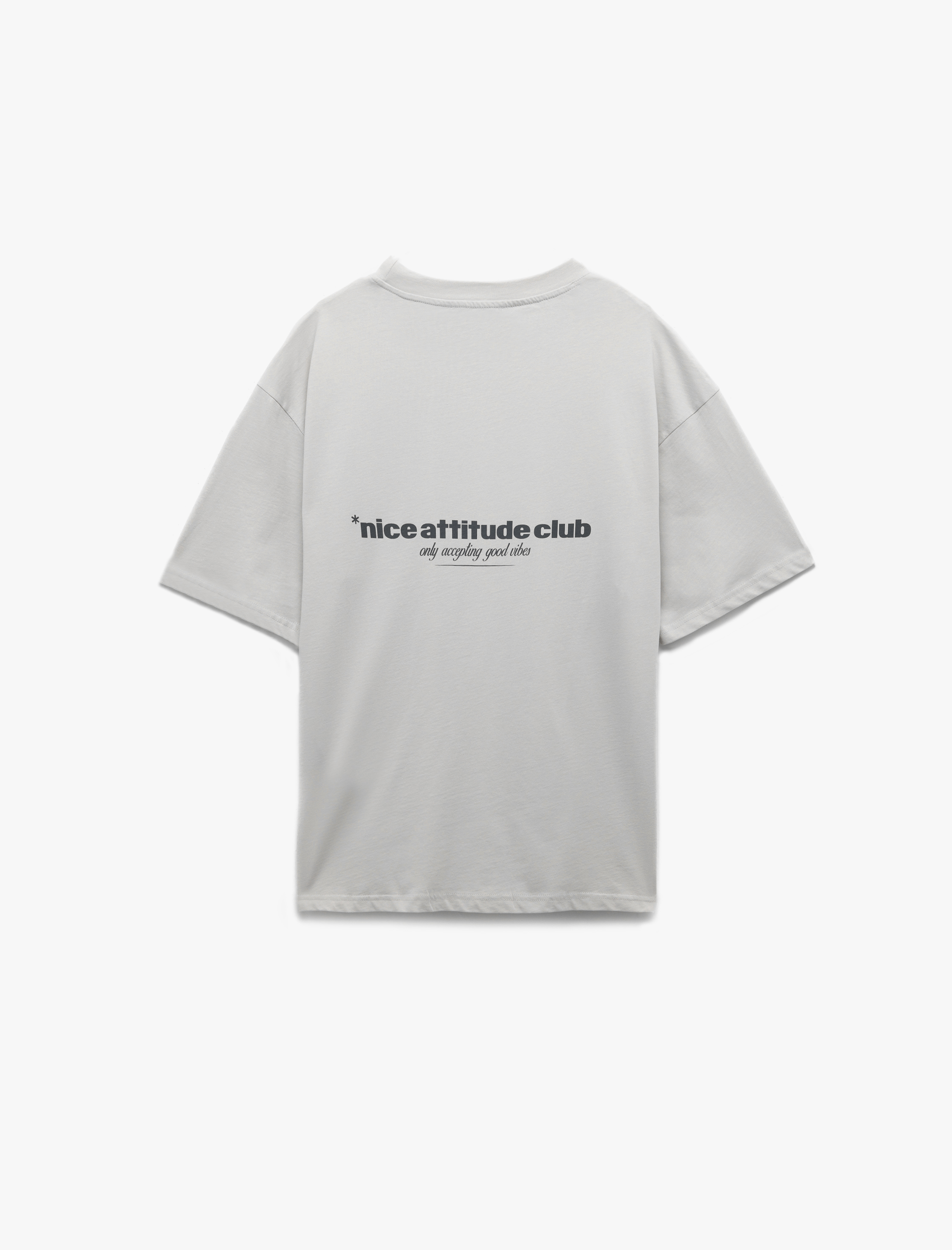   Arkası Baskılı Pamuklu Kısa Kollu Bisiklet Yaka Oversize Tişört