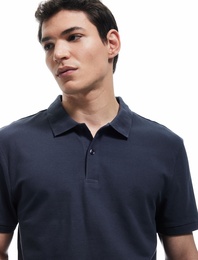 Kısa Kollu Pamuklu Pike Kumaş Polo Yaka Slim Fit Tişört