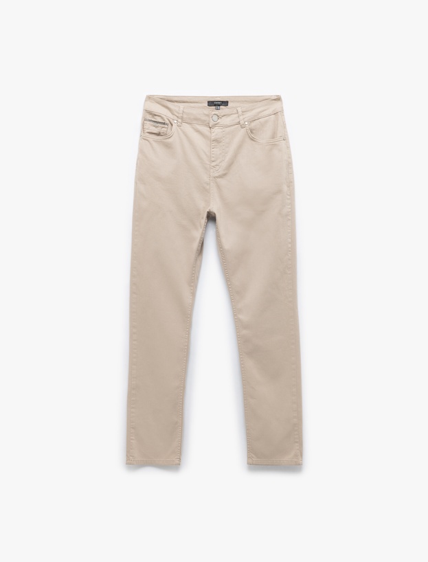 Pamuklu Straight Fit Gabardin Pantolon_3