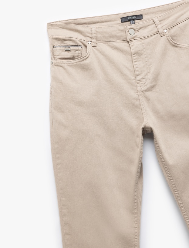 Pamuklu Straight Fit Gabardin Pantolon_5