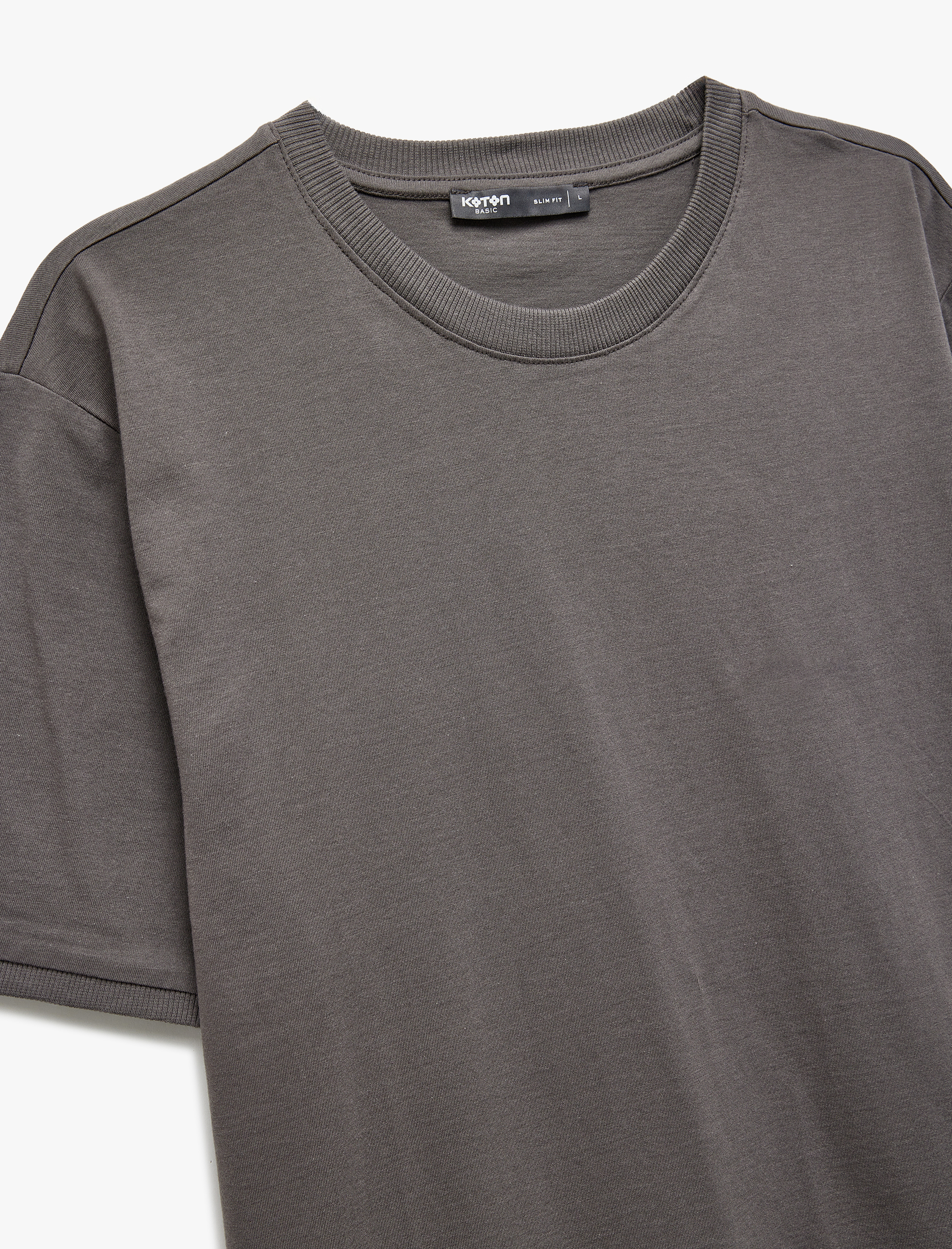 Kısa Kollu Bisiklet Yaka Pamuklu Slim Fit Erkek Basic Tişört