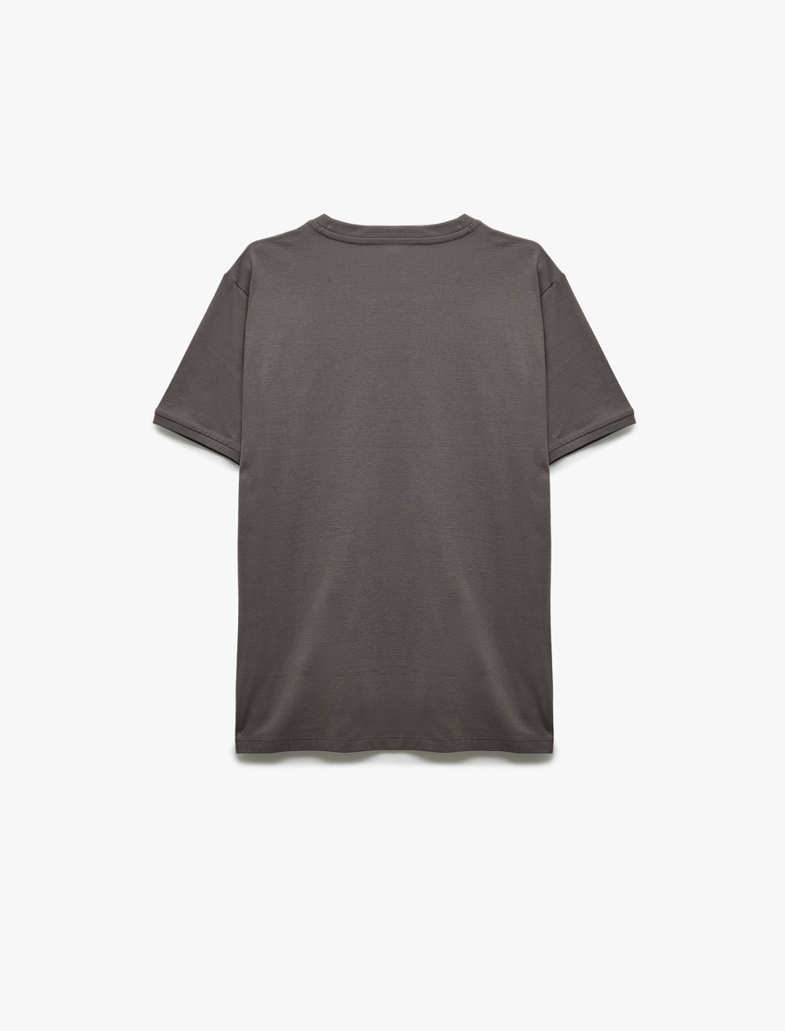   Kısa Kollu Bisiklet Yaka Pamuklu Slim Fit Erkek Basic Tişört