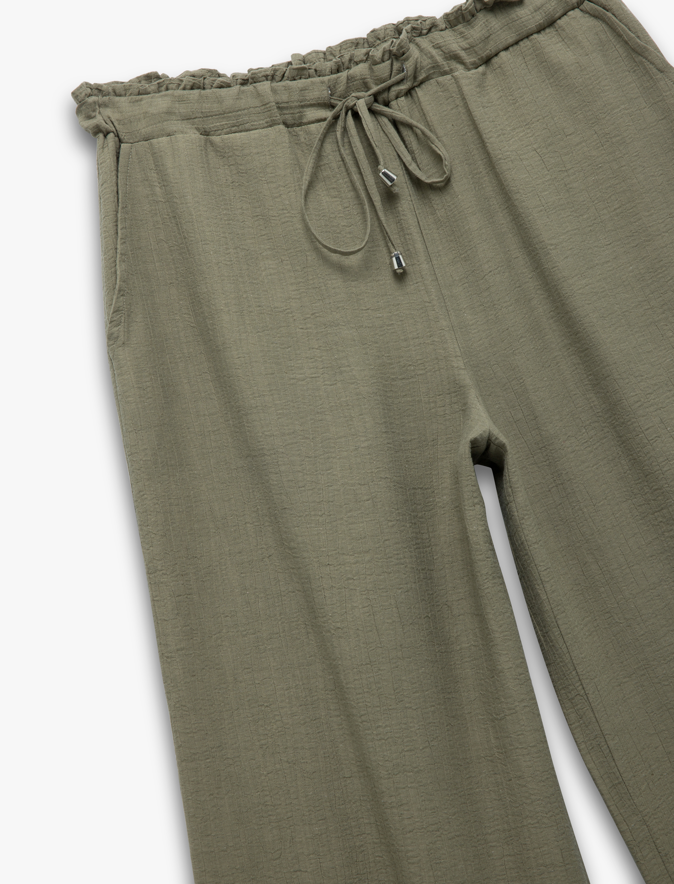 Koton X Sima Tarkan - Dökümlü Keten Karışımlı Bol Paça Müslin Pantolon