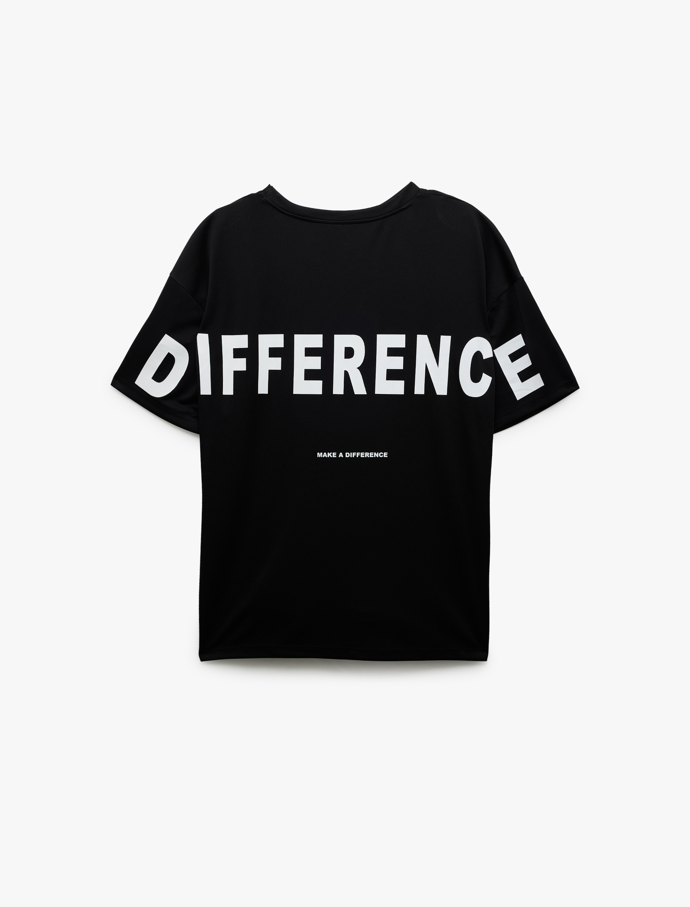   Bisiklet Yaka Yarım Kollu Oversize Arkası Baskılı Spor Tişört