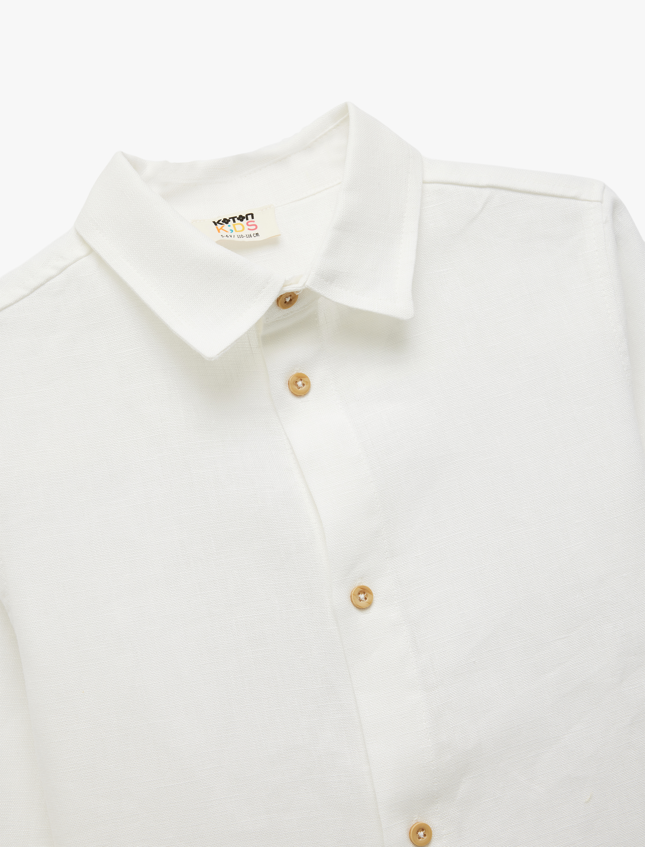  Erkek Çocuk Uzun Kollu Klasik Yaka Keten Gömlek