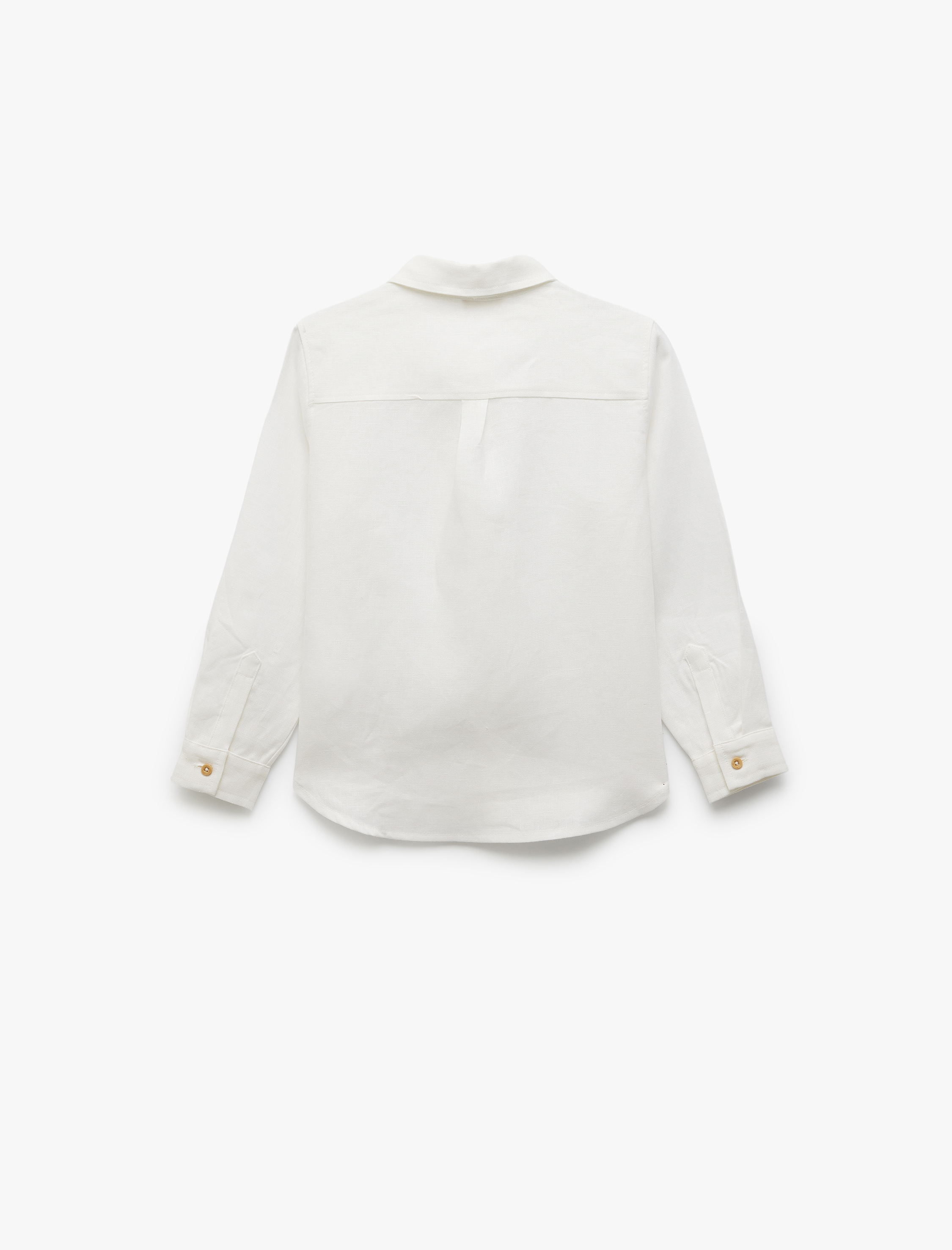  Erkek Çocuk Uzun Kollu Klasik Yaka Keten Gömlek