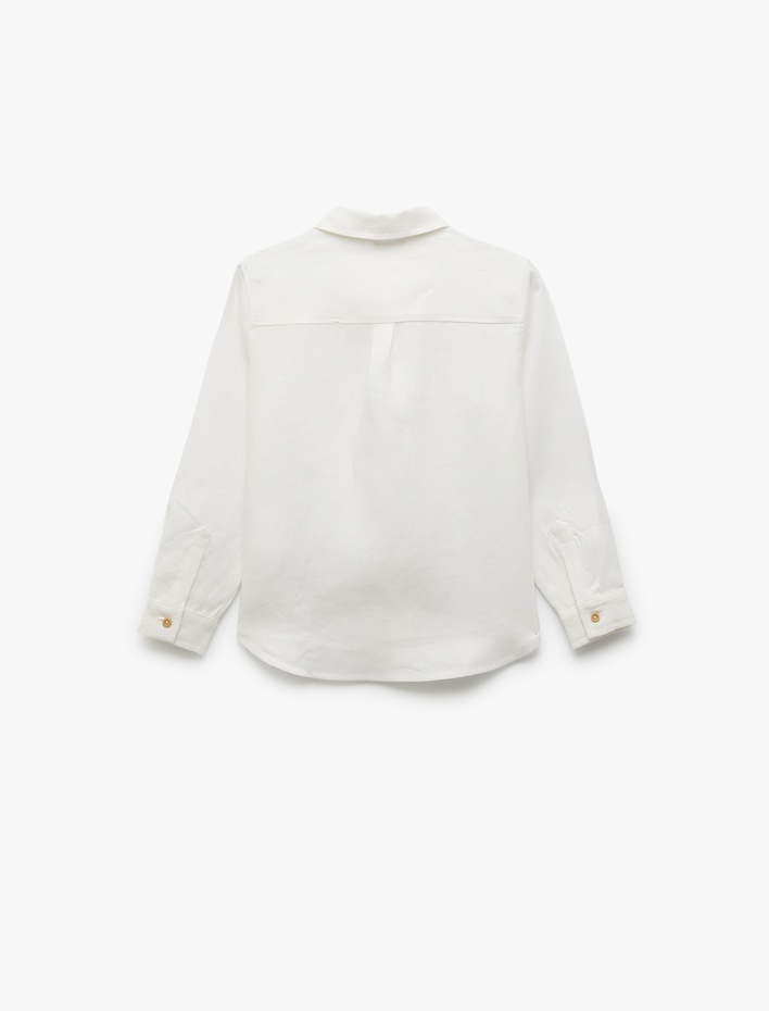 Erkek Çocuk Uzun Kollu Klasik Yaka Keten Gömlek