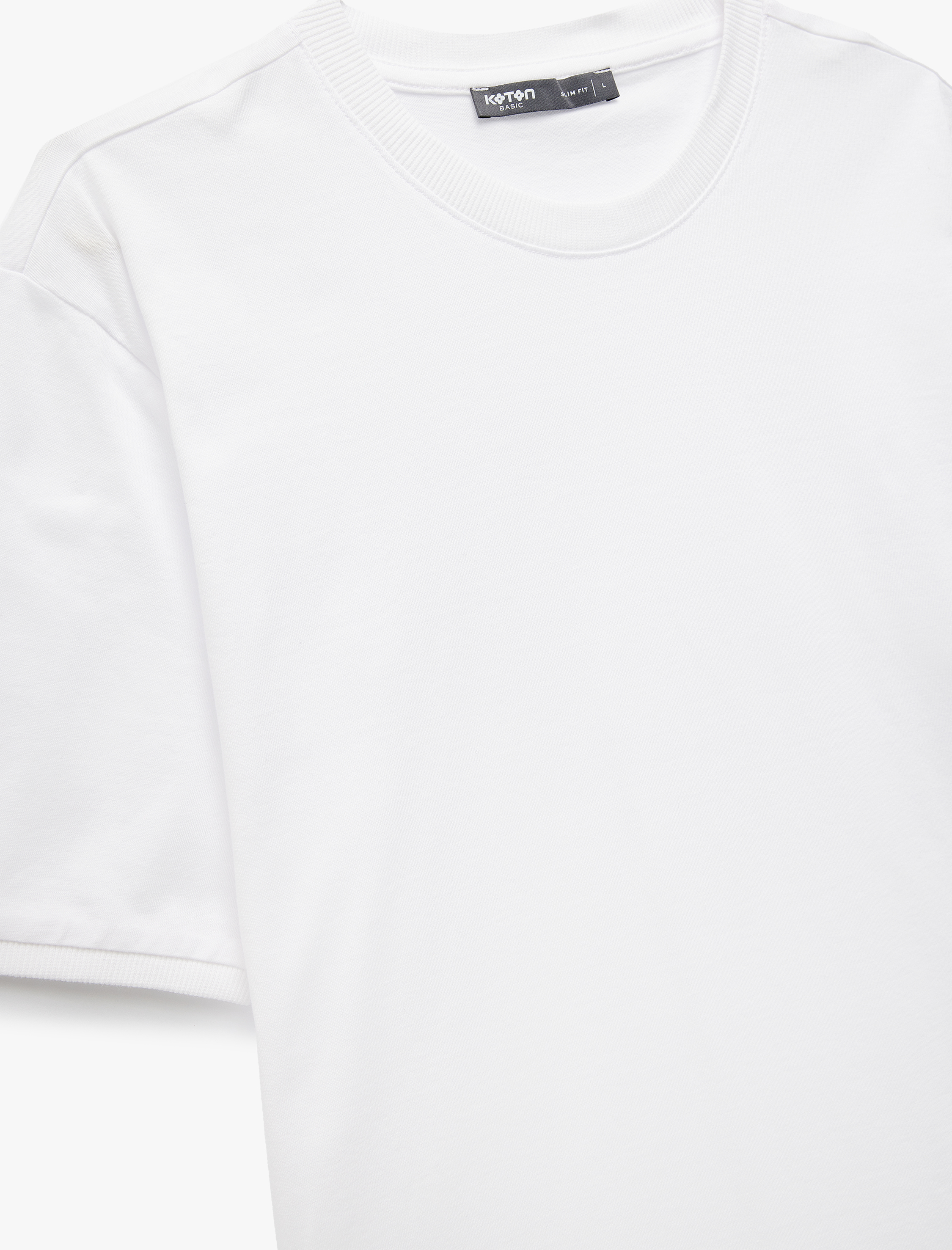   Kısa Kollu Bisiklet Yaka Pamuklu Slim Fit Erkek Basic Tişört