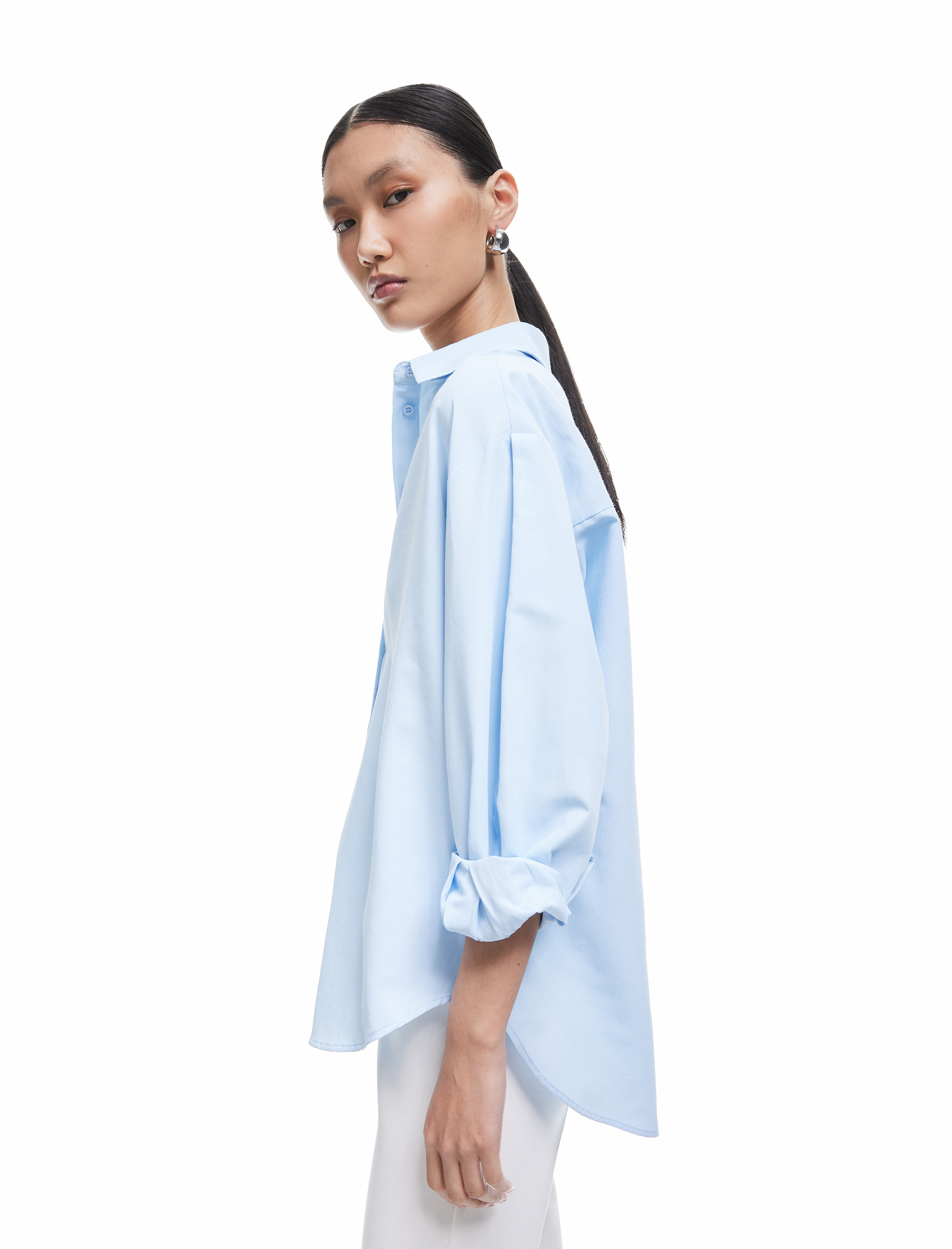   Klasik Yaka Uzun Balon Kollu Kadın Gömlek