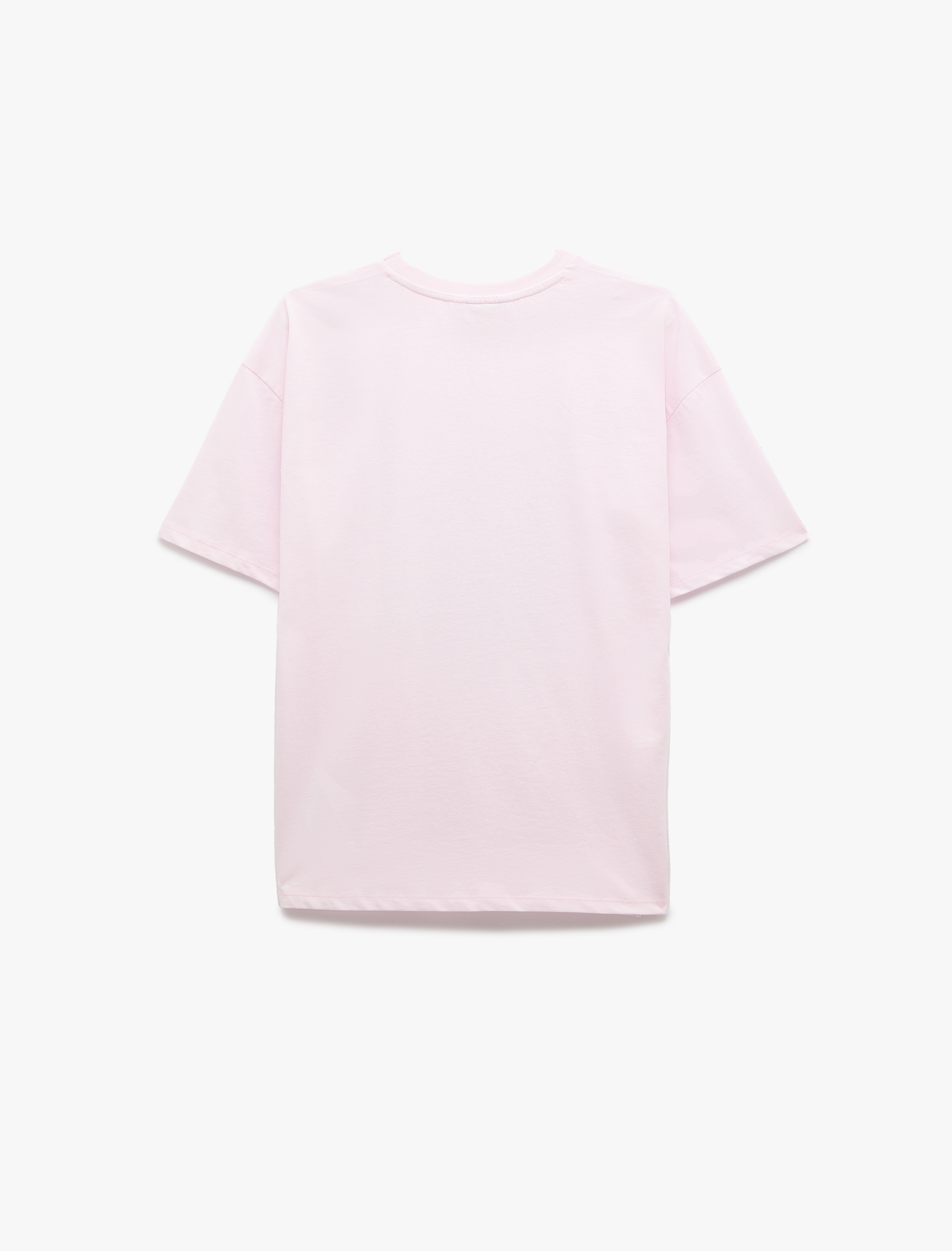   Kısa Kollu Bisiklet Yaka Pamuklu Köpek Baskılı Oversize Tişört