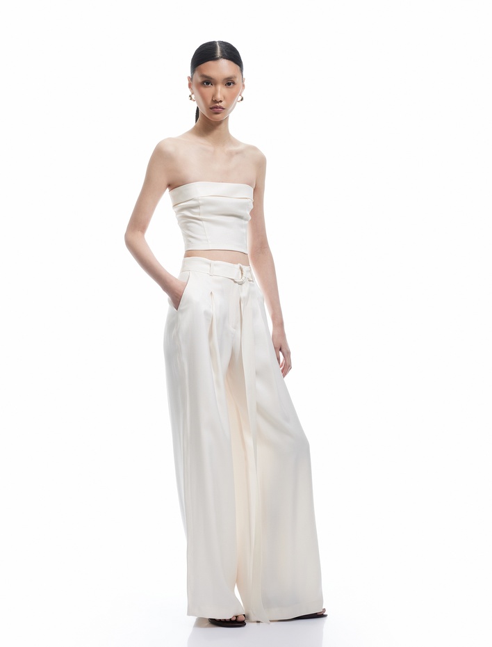  Koton X Sima Tarkan - Viskon Kumaş Cepli Kemer Detaylı Palazzo Pantolon