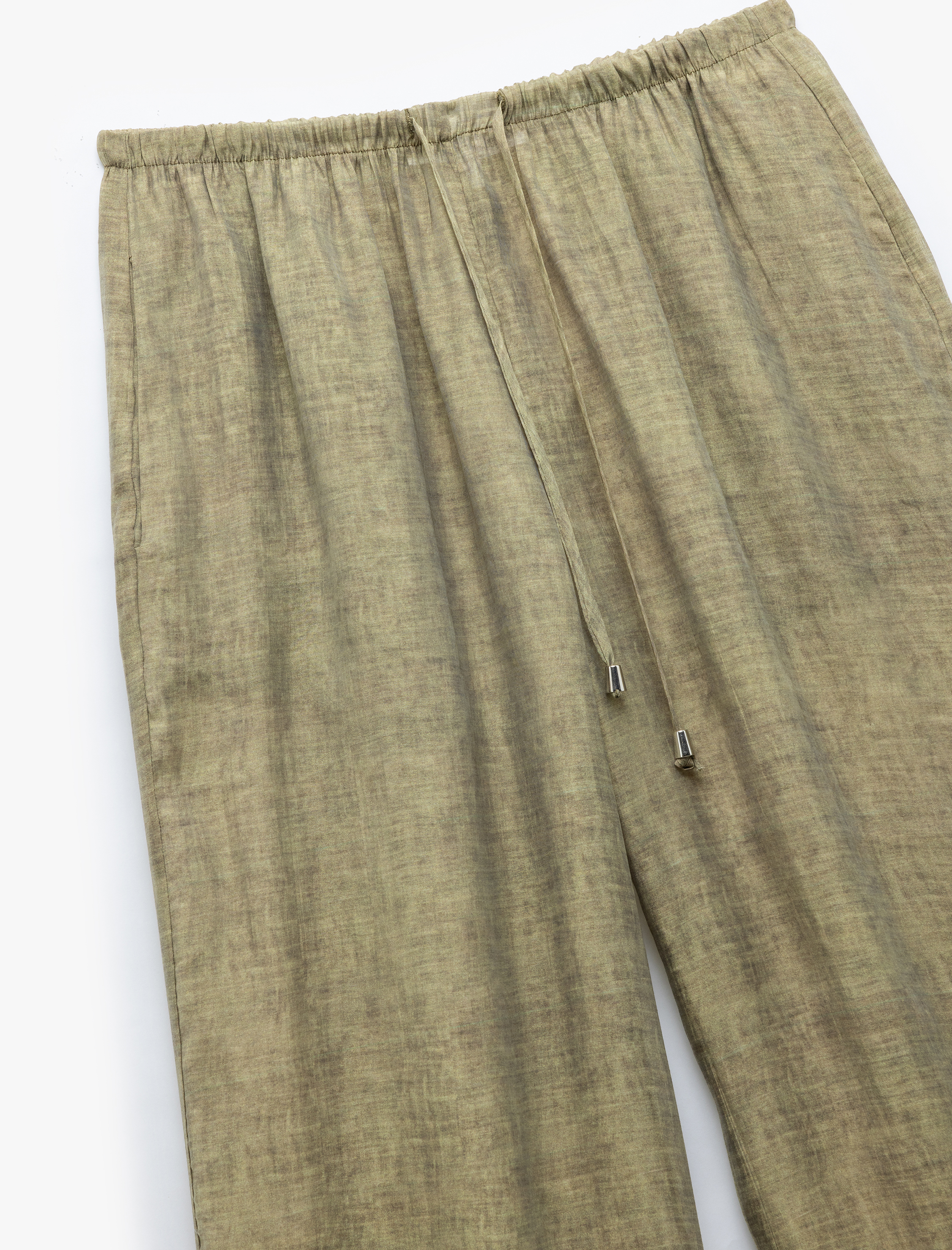   Normal Bel Cepli Transparan Düz Geniş Paça Pantolon