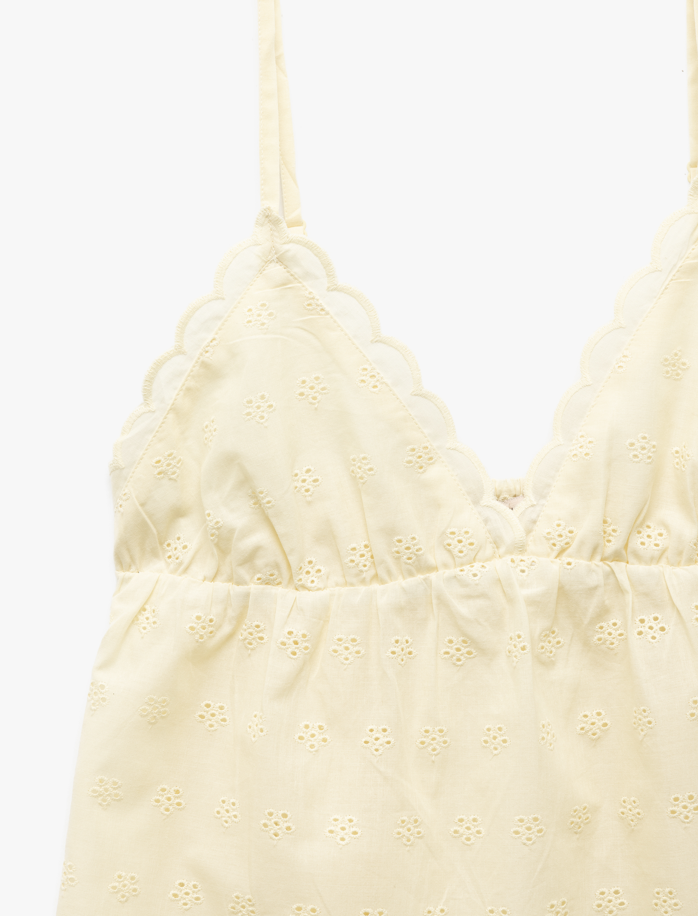   Pamuklu Kolsuz V Yaka İnce Askılı Fistolu Pijama Üstü