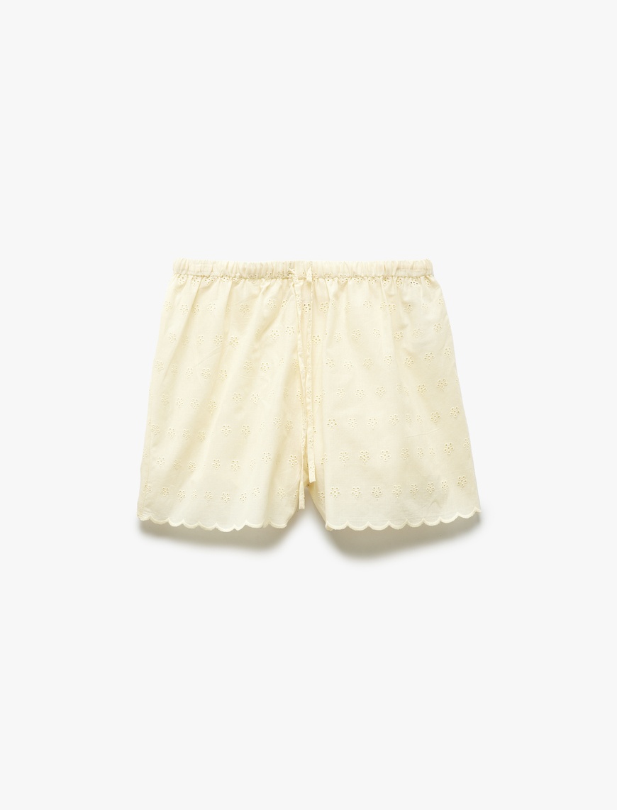   Rahat Kalıp Beli Bağlamalı Fistolu Şort Pijama Altı