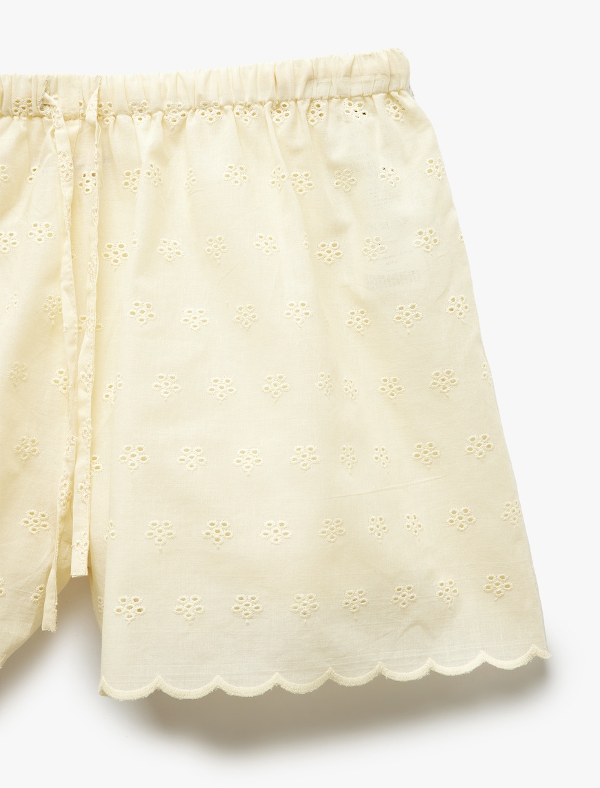   Rahat Kalıp Beli Bağlamalı Fistolu Şort Pijama Altı