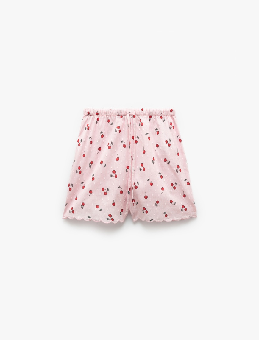   Pamuklu Kiraz Desenli Mini Şort Pijama Altı