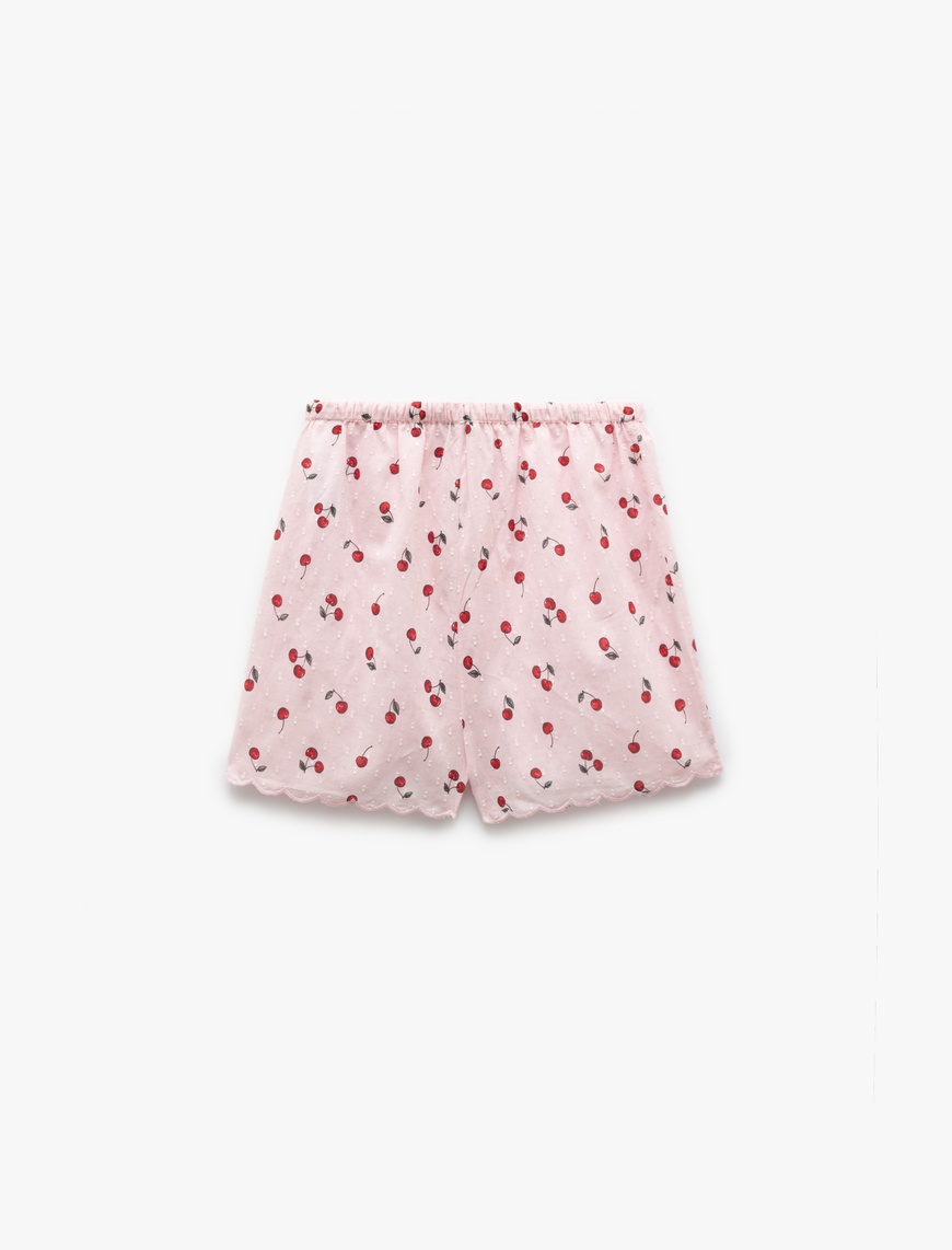   Pamuklu Kiraz Desenli Mini Şort Pijama Altı