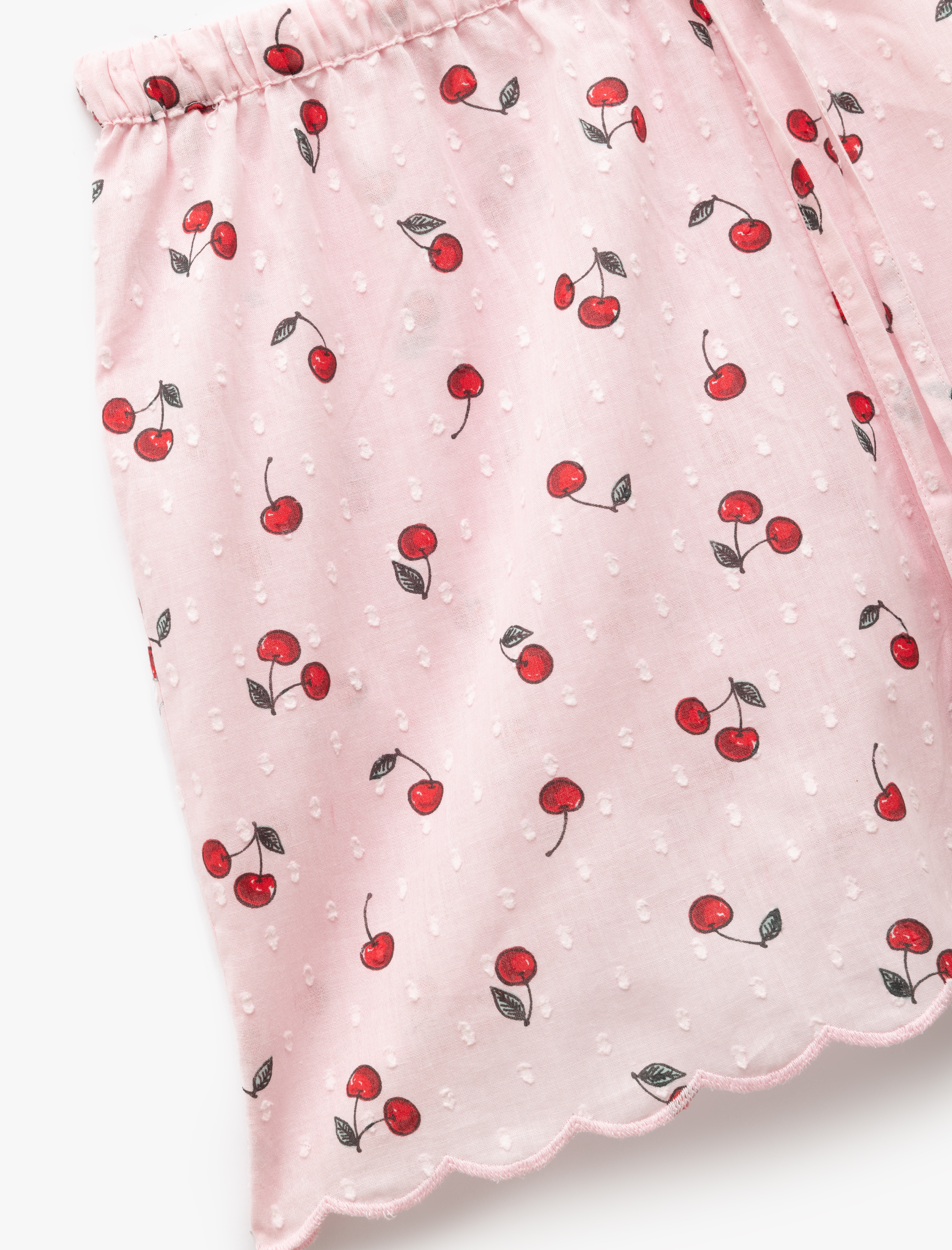 Pamuklu Kiraz Desenli Mini Şort Pijama Altı